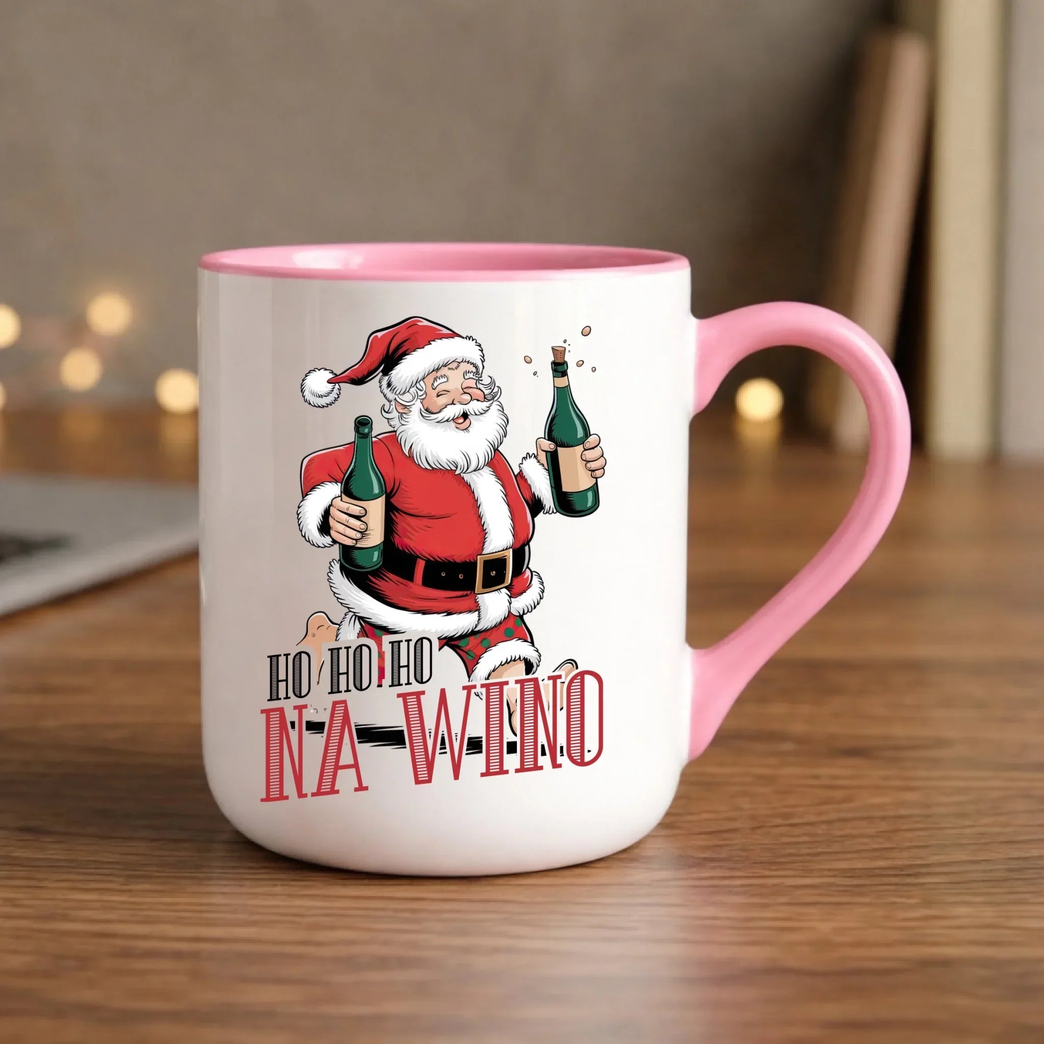 Kubek elegant świąteczny - Mikołaj Ho ho ho na wino BN61 - StoryCups.pl