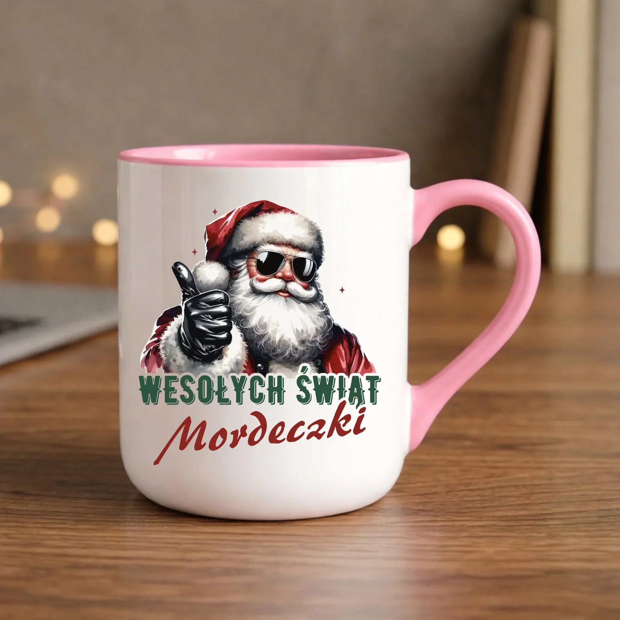 Kubek elegant świąteczny - Mikołaj Wesołych Świąt mordeczki BN65 - StoryCups.pl