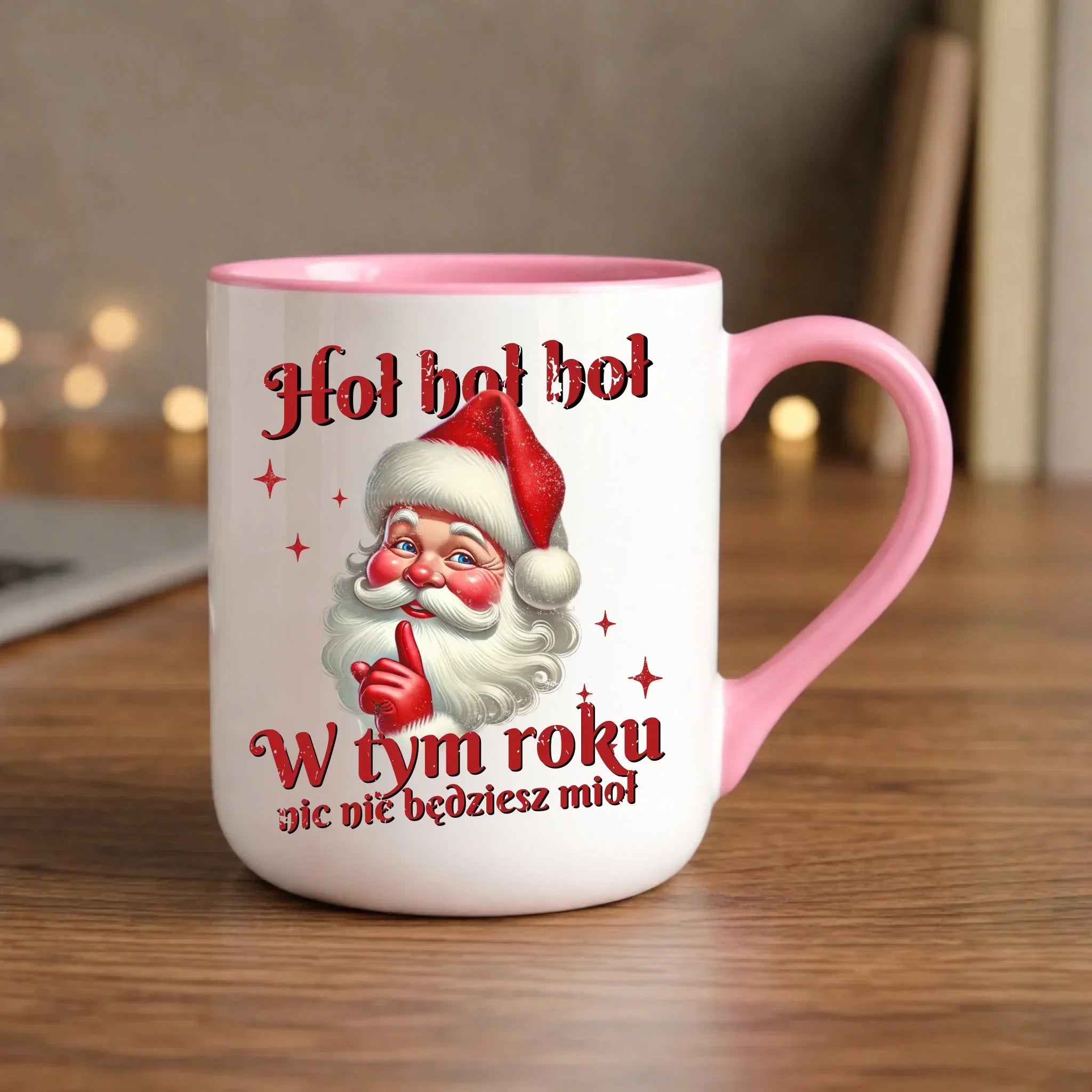 Kubek elegant świąteczny - Mikołaj Hoł hoł nic nie będziesz mioł BN66 - StoryCups.pl
