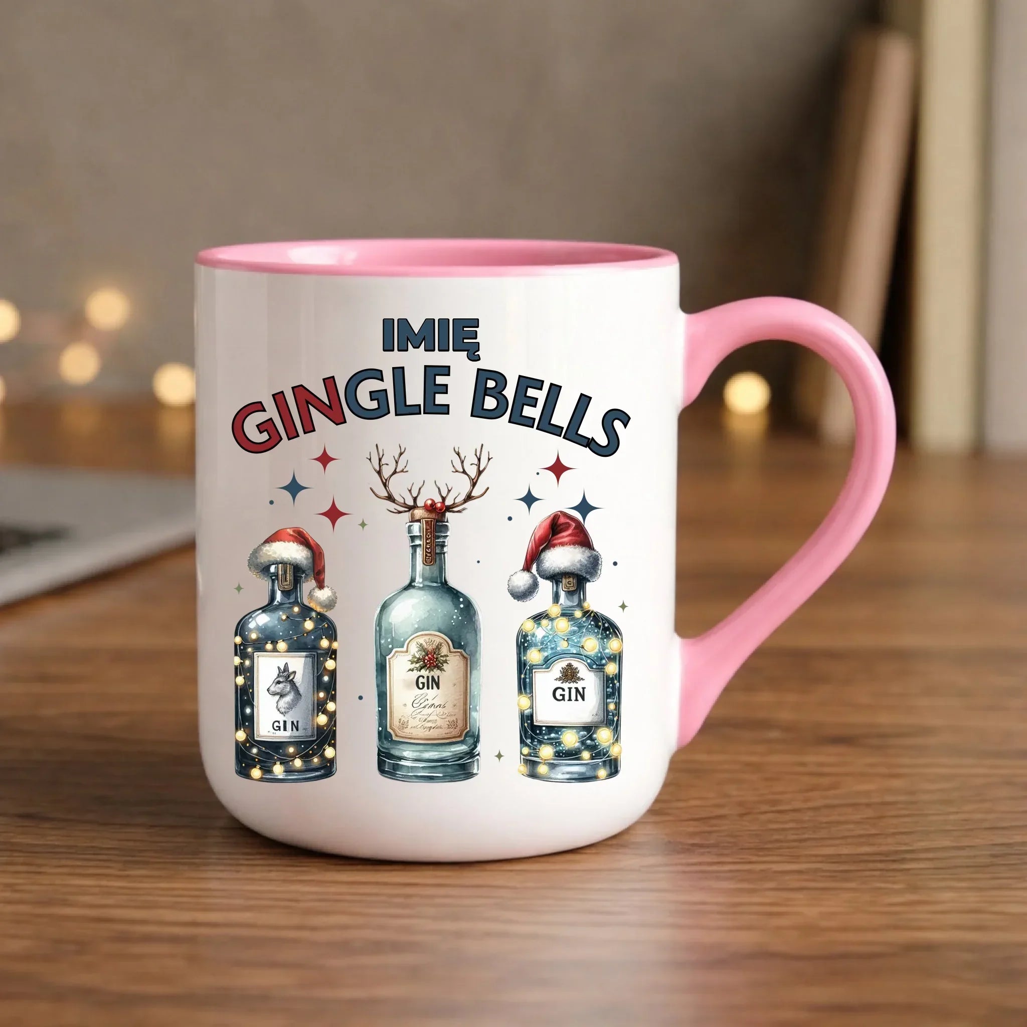 Kubek elegant świąteczny - Gin Gingle bells - personalizowany BN68 - StoryCups.pl