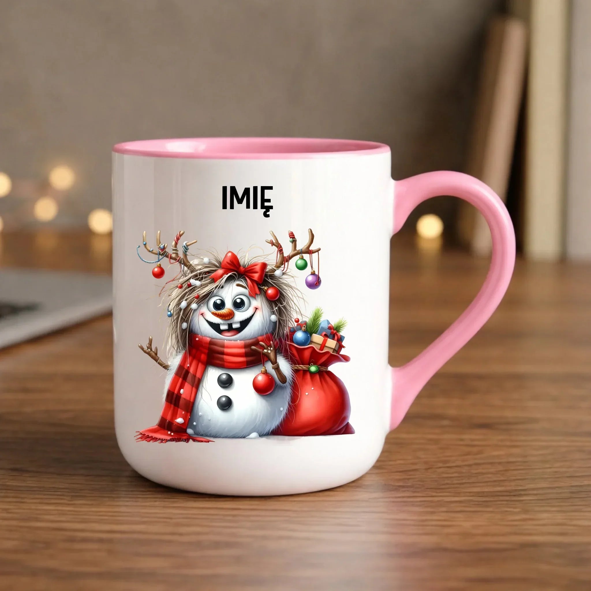 Kubek elegant świąteczny - Bałwanek - personalizowany BN70 - StoryCups.pl