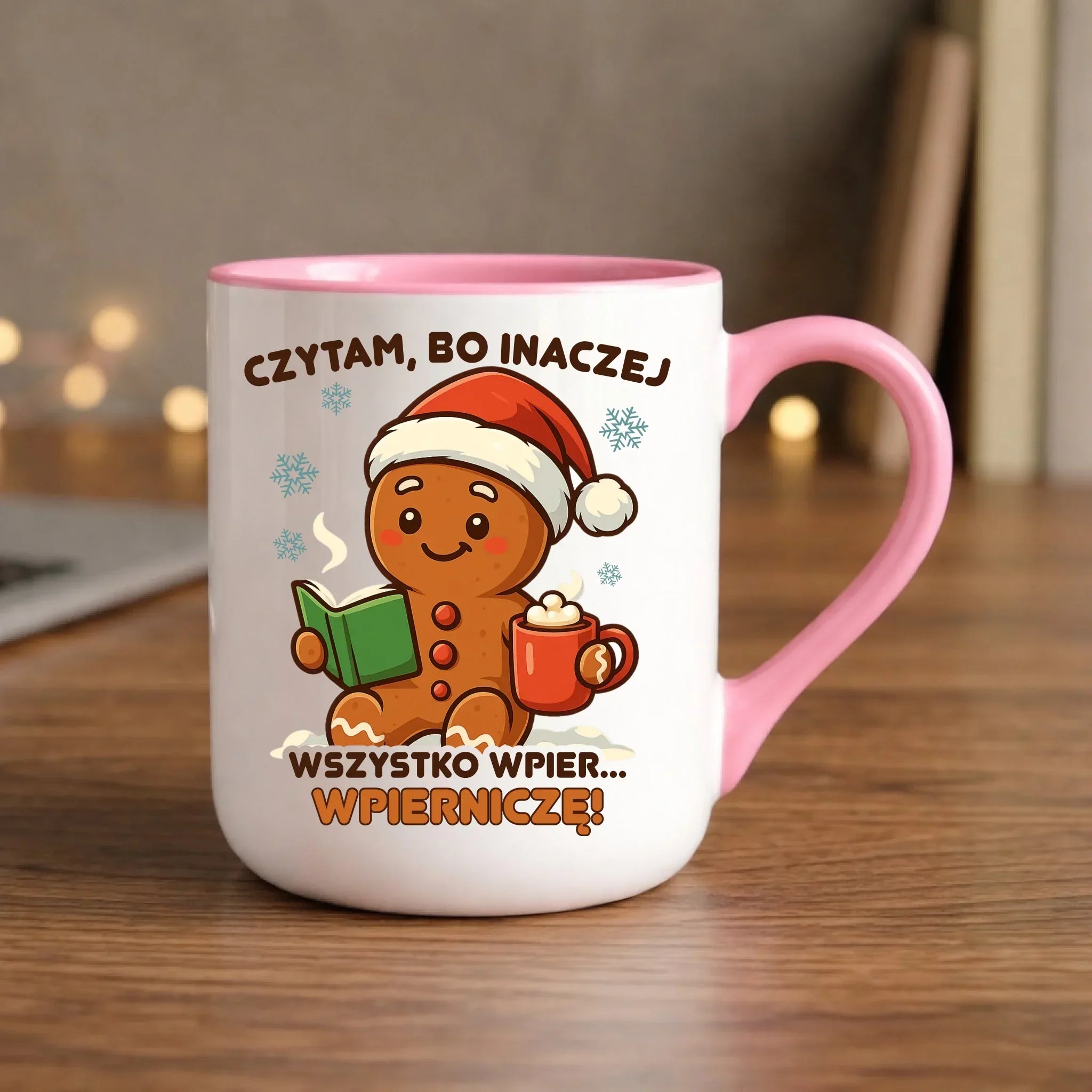 Kubek elegant świąteczny - Czytam, bo inaczej wszystko wpier... wpierniczę BN79 - StoryCups.pl