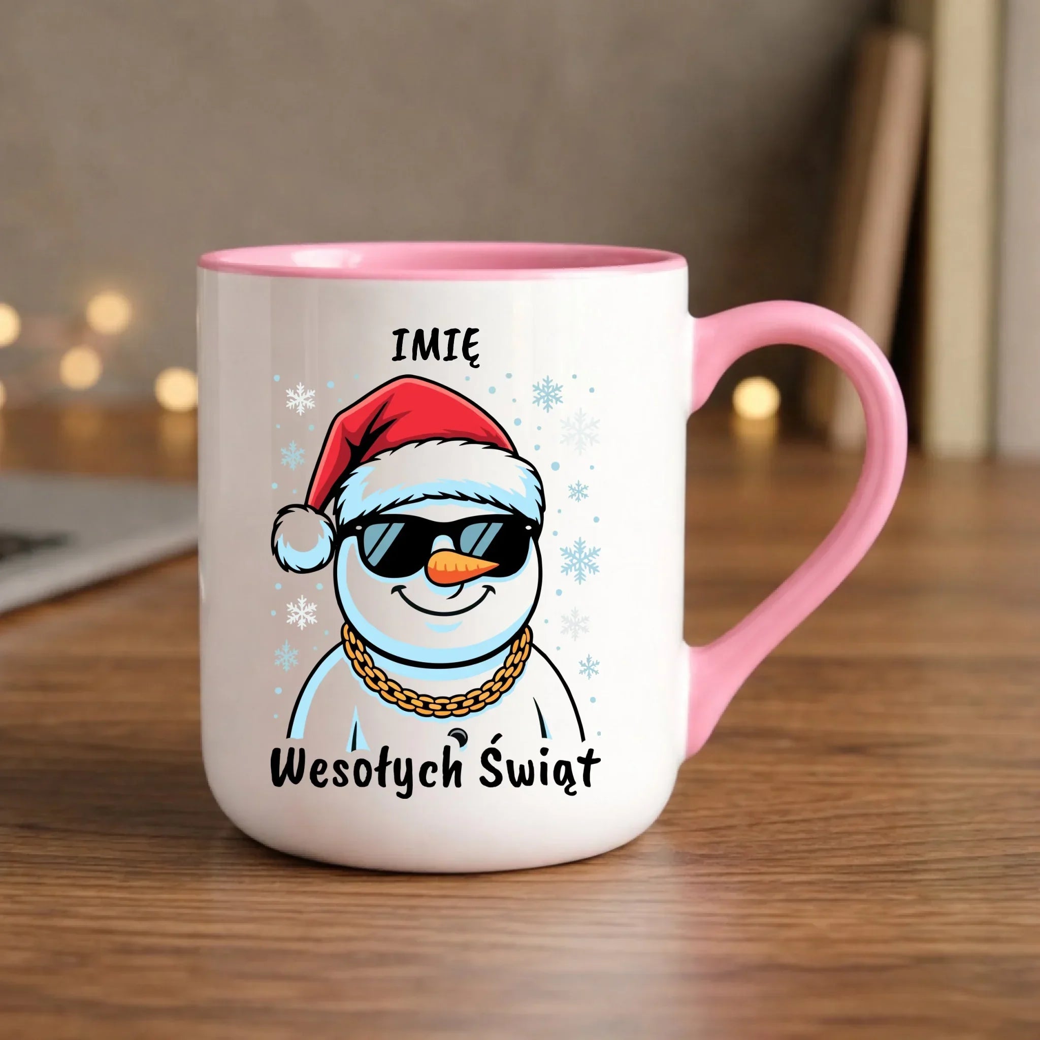 Kubek elegant świąteczny - Wesoły bałwan Wesołych Świąt - personalizowany BN82 - StoryCups.pl