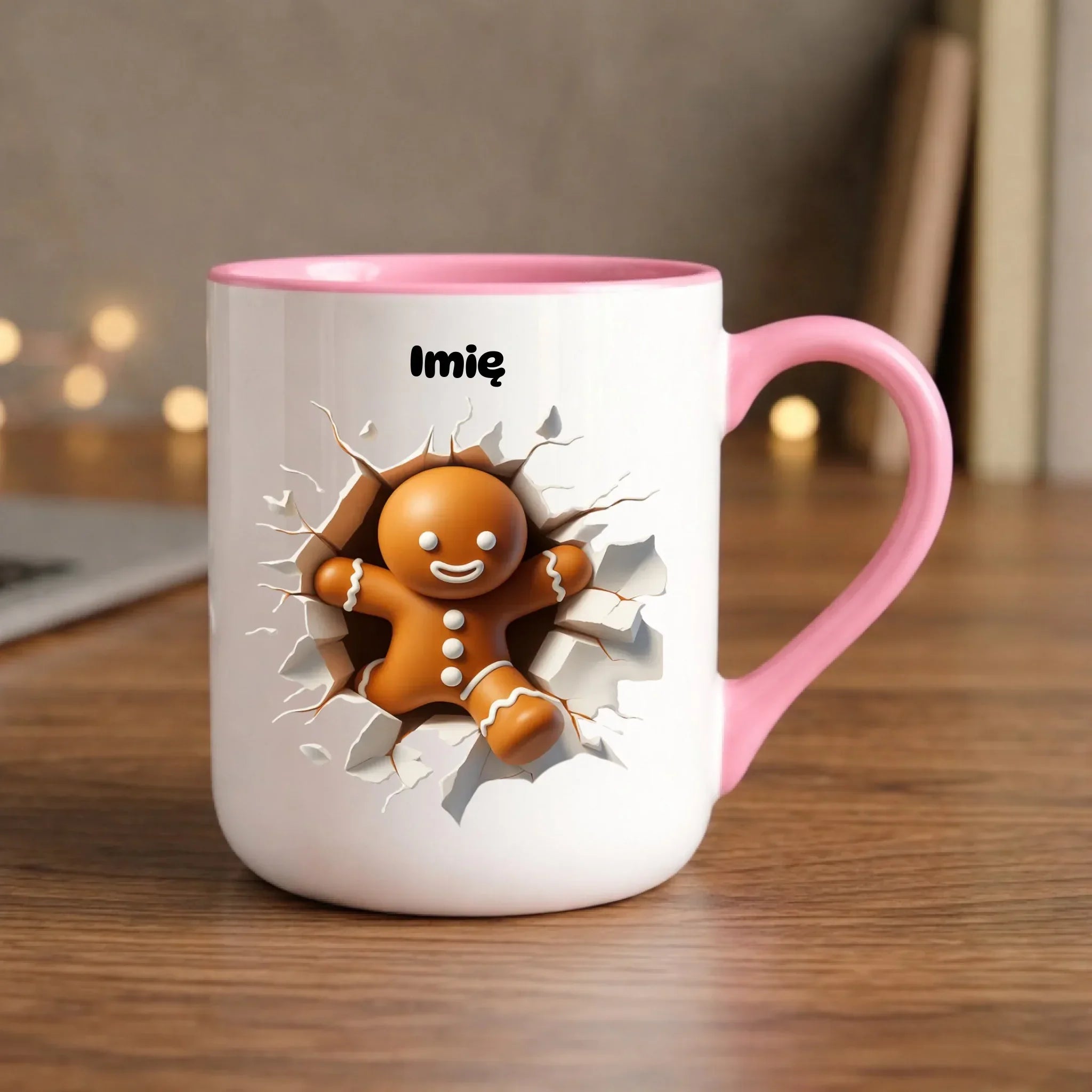 Kubek elegant świąteczny - Pierniczek 3D - personalizowany BN81 - StoryCups.pl