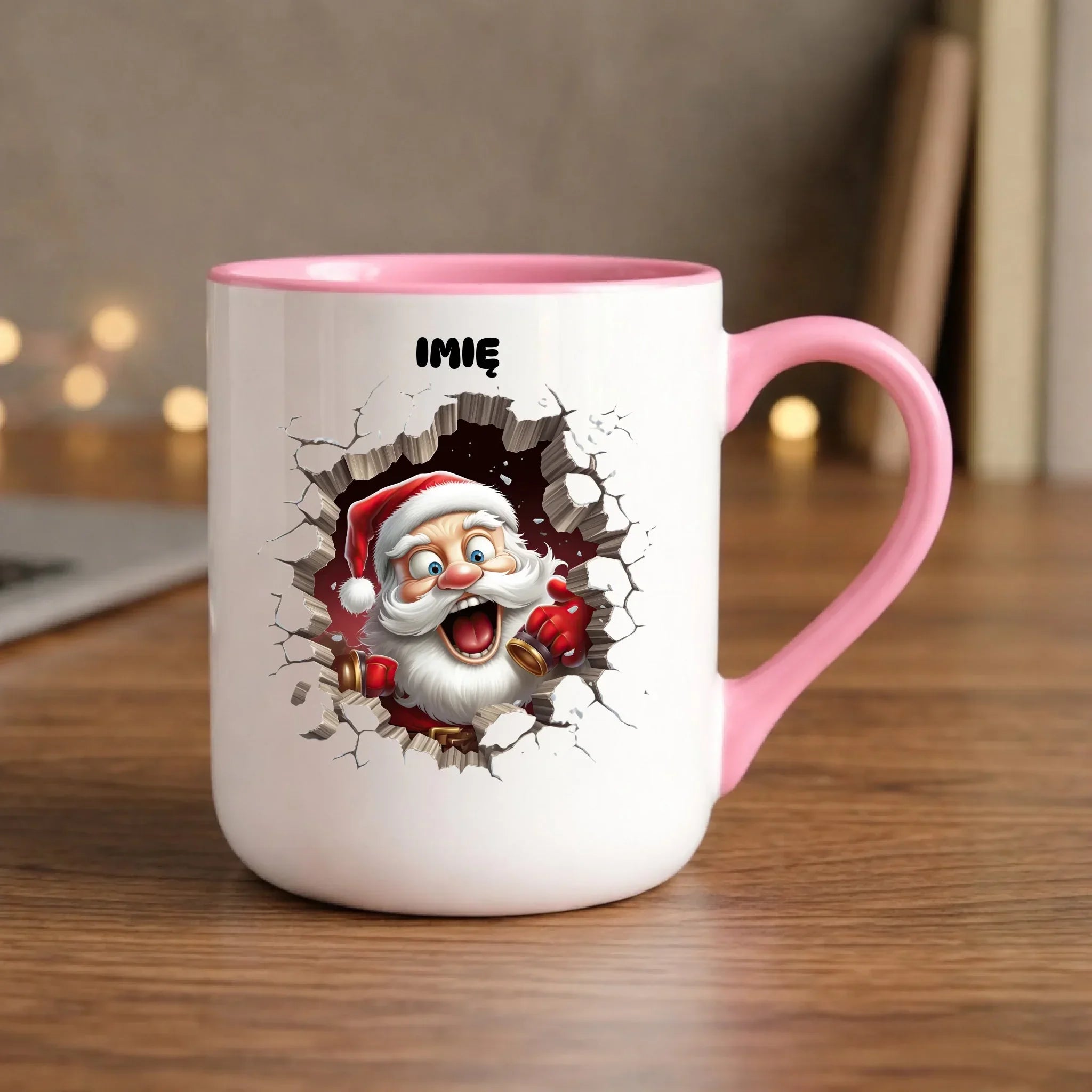 Kubek elegant świąteczny - Mikołaj 3D - personalizowany BN85 - StoryCups.pl