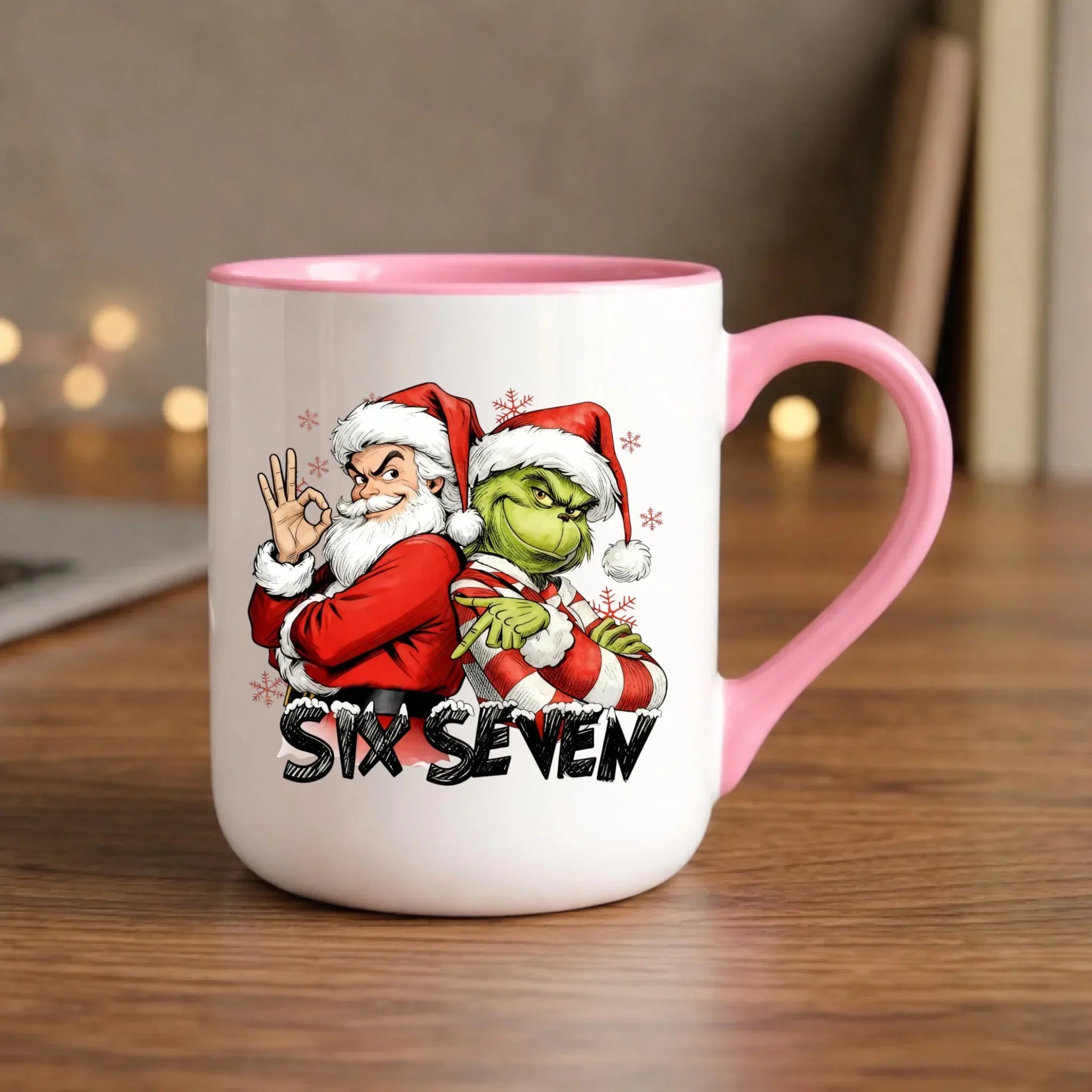 Kubek elegant świąteczny - Mikołaj i Grinch six seven 67 BN148 - StoryCups.pl