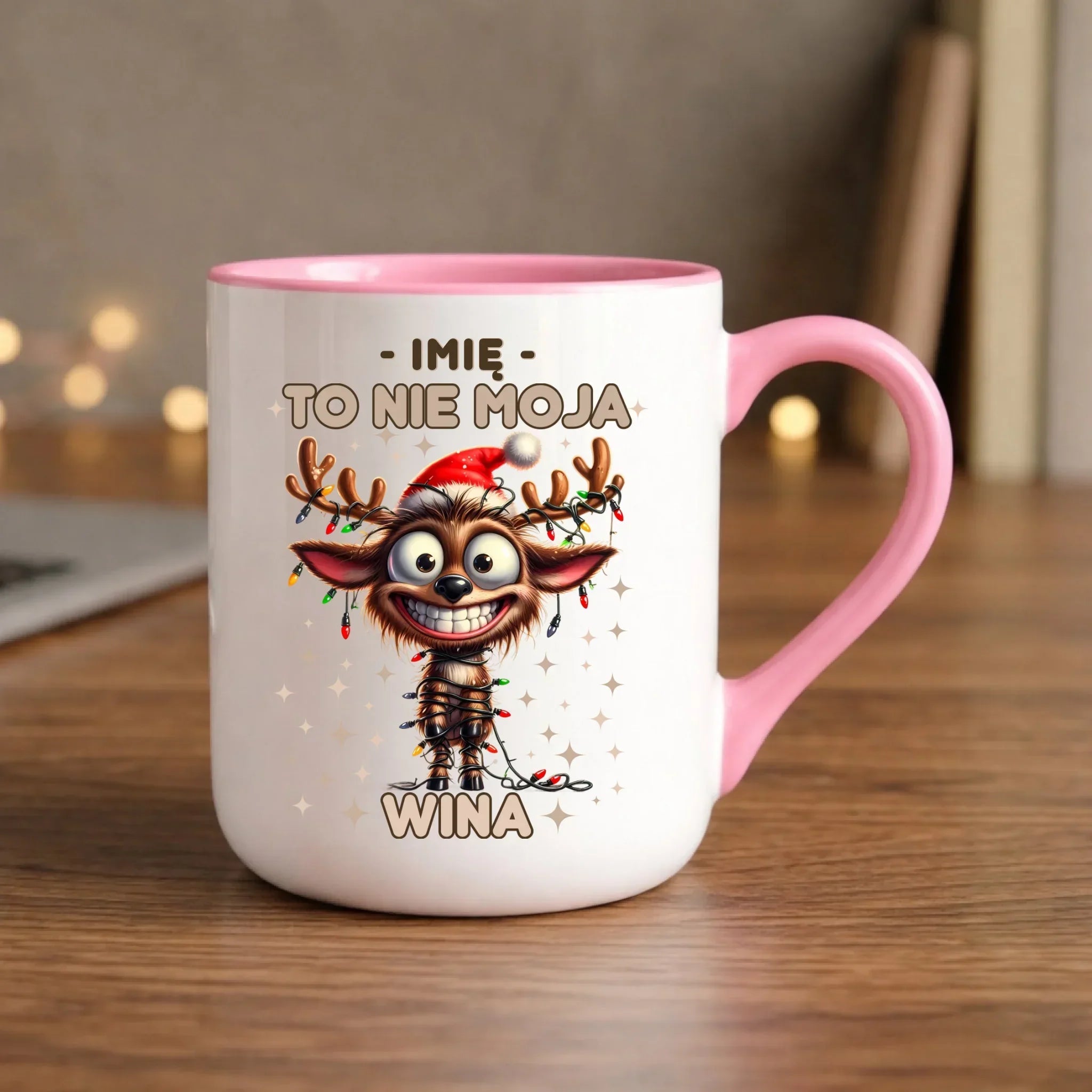 Kubek elegant świąteczny - Renifer To nie moja wina - personalizowany BN93 - StoryCups.pl