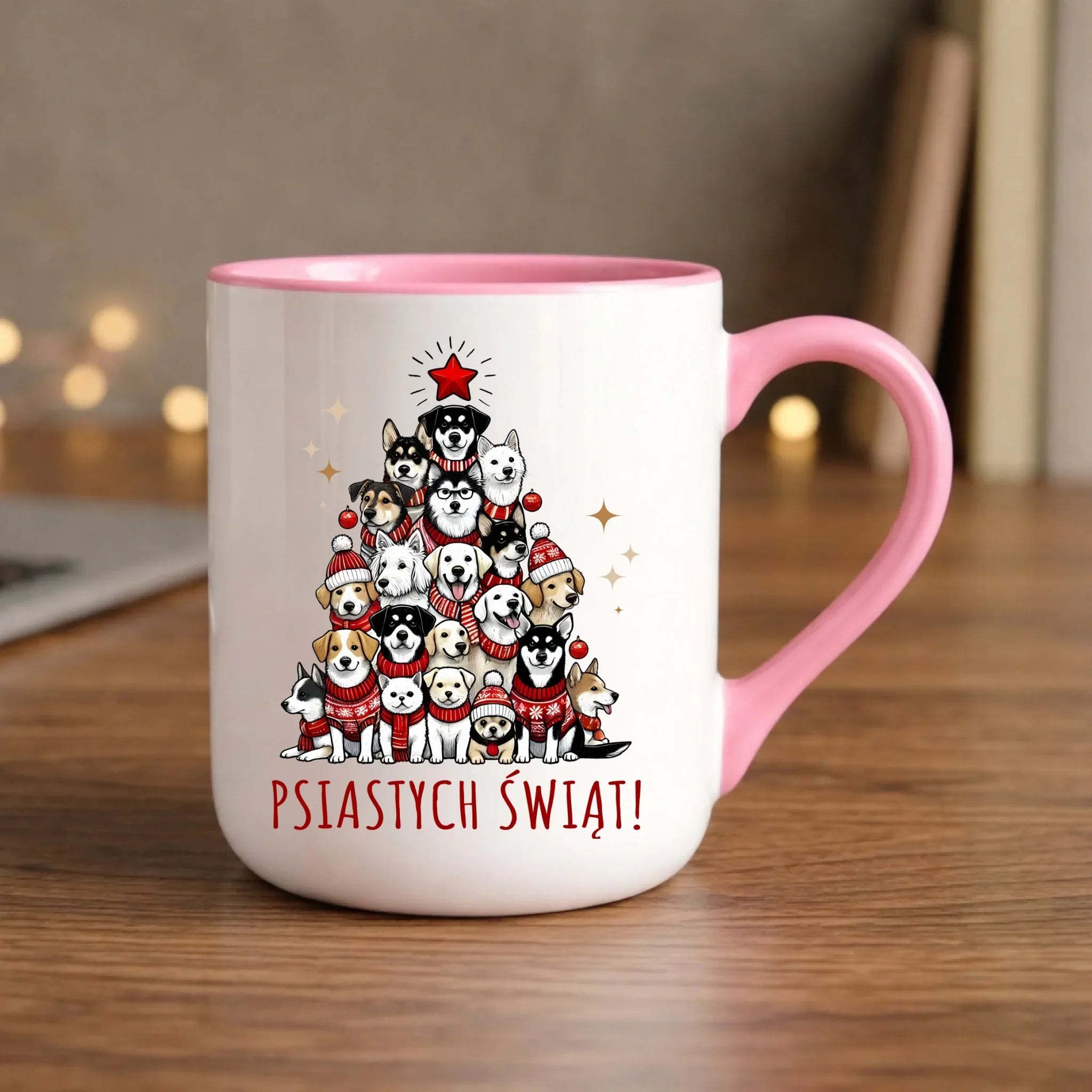 Kubek elegant świąteczny - Psia choinka Psiastych Świąt BN90 - StoryCups.pl