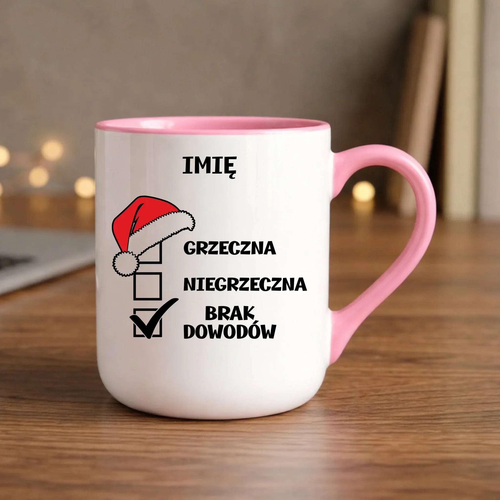 Kubek elegant świąteczny - Grzeczna niegrzeczna brak dowodów - personalizowany BN147 - StoryCups.pl