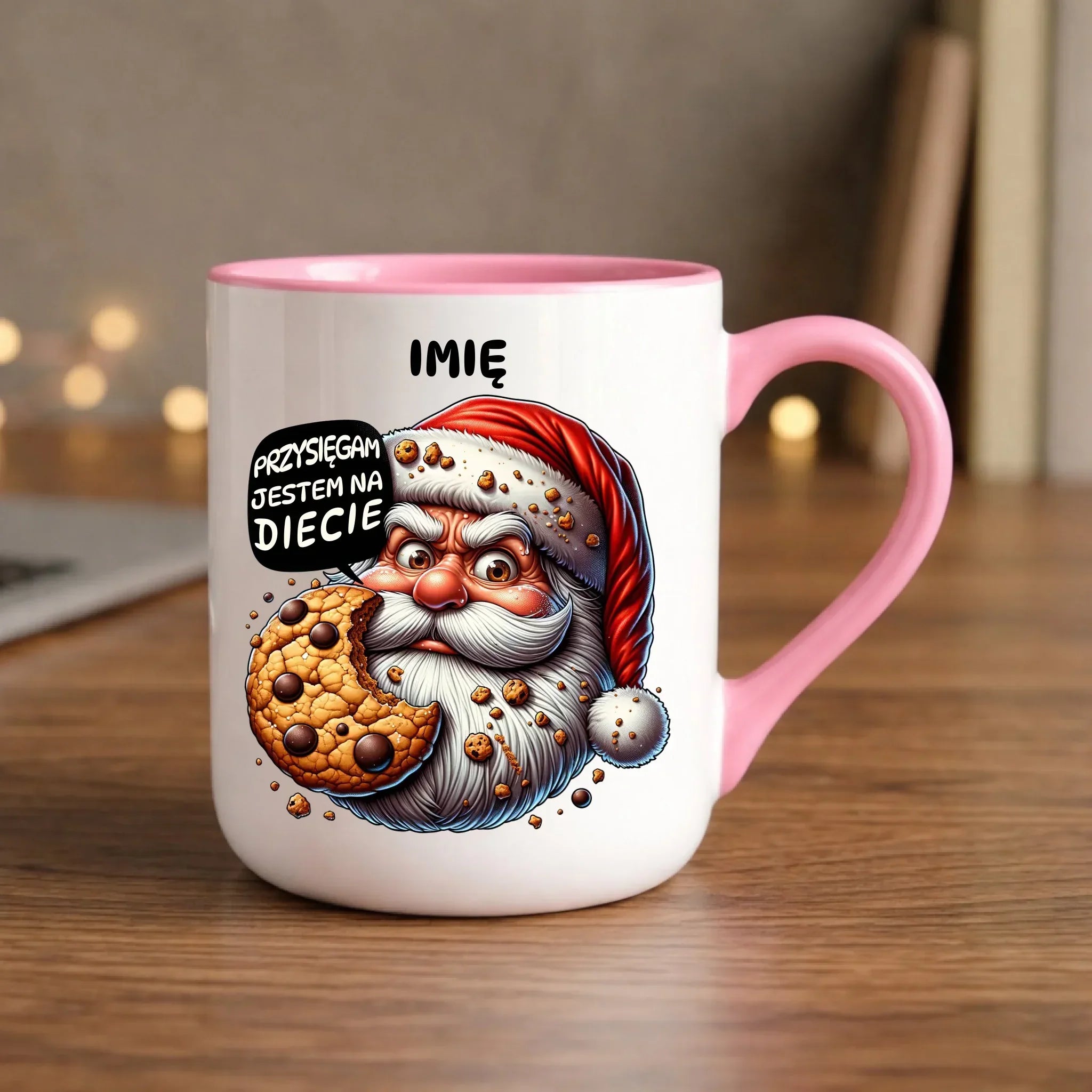 Kubek elegant świąteczny - Mikołaj Przysięgam jestem na diecie - personalizowany BN97 - StoryCups.pl