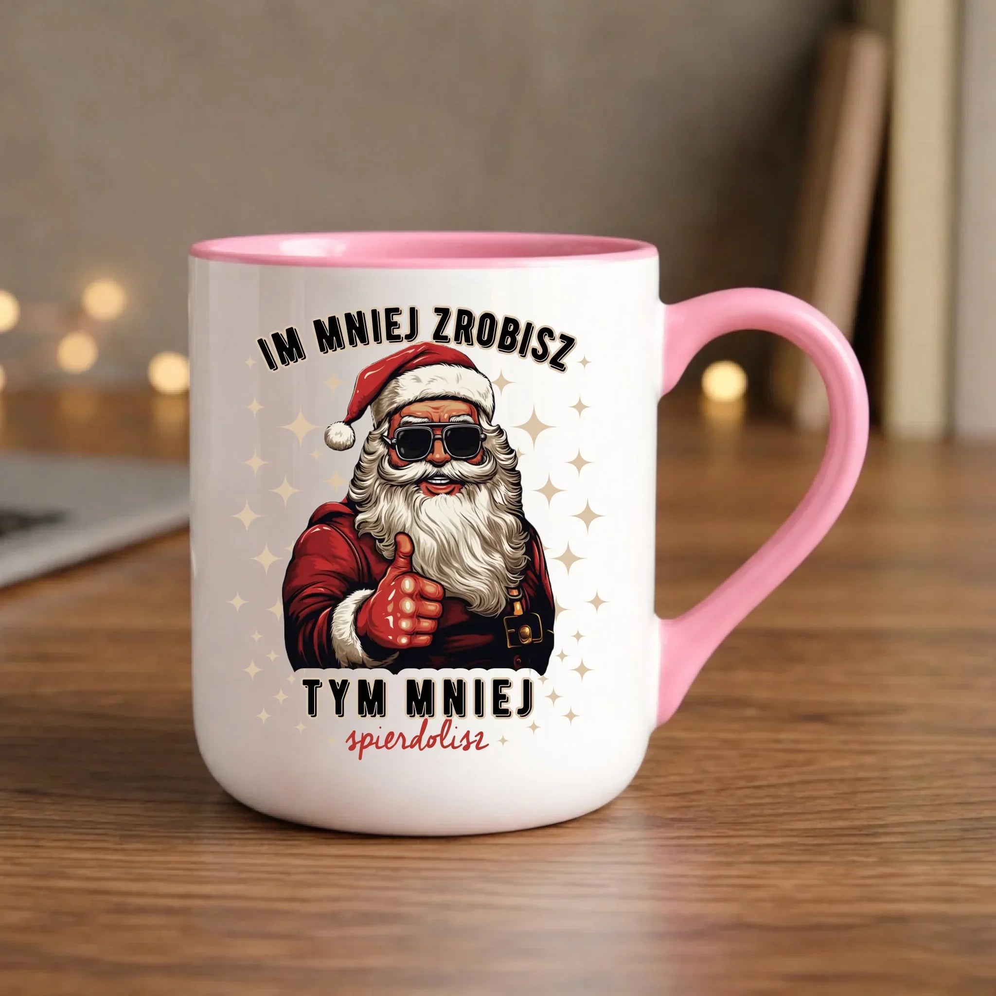 Kubek elegant świąteczny - Im mniej zrobisz tym mniej spie*****sz - bez cenzury BN146 - StoryCups.pl