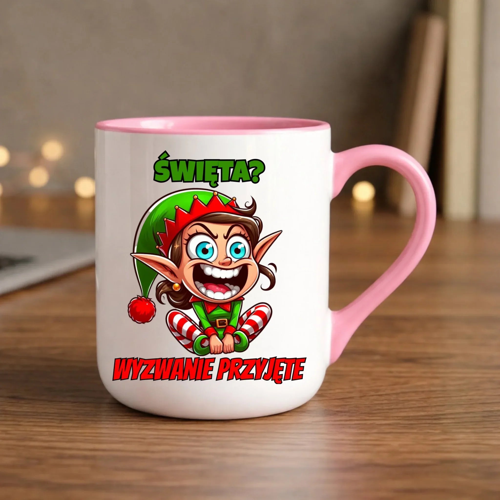 Kubek elegant świąteczny - Skrzat Wyzwanie przyjęte BN100 - StoryCups.pl