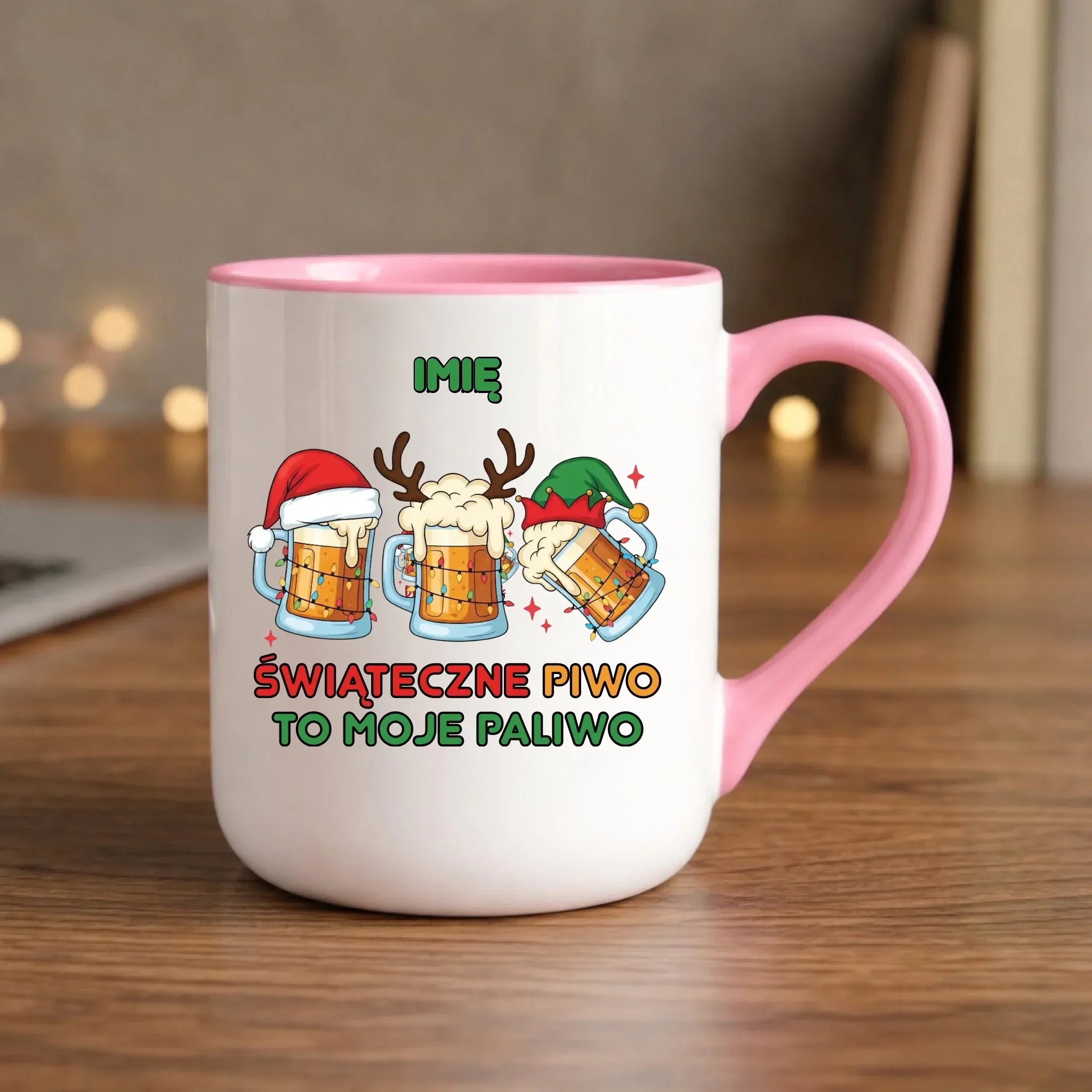 Kubek elegant świąteczny - Świąteczne piwo to moje paliwo - personalizowany BN119 - StoryCups.pl