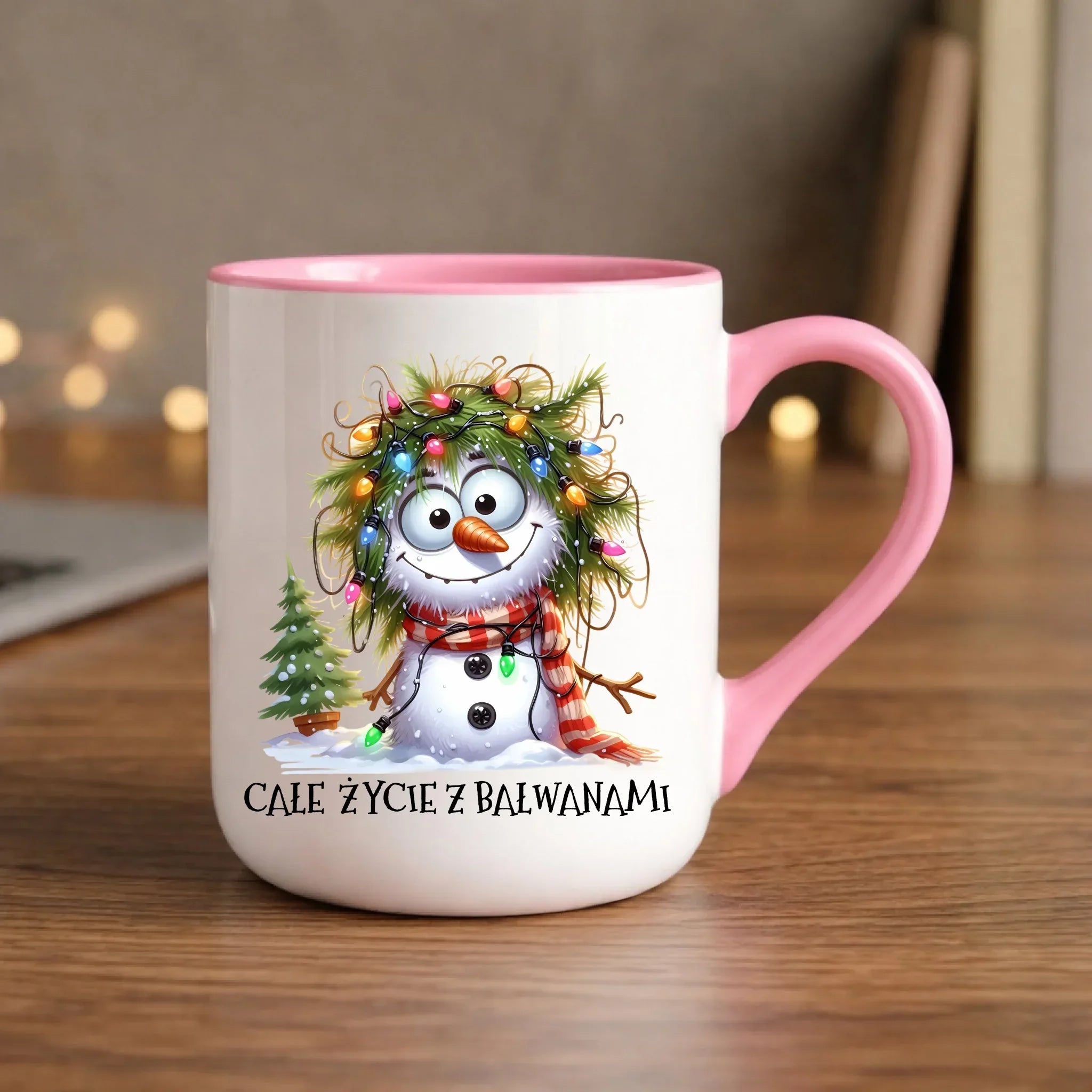 Kubek elegant świąteczny - Całe życie z bałwanami BN125 - StoryCups.pl