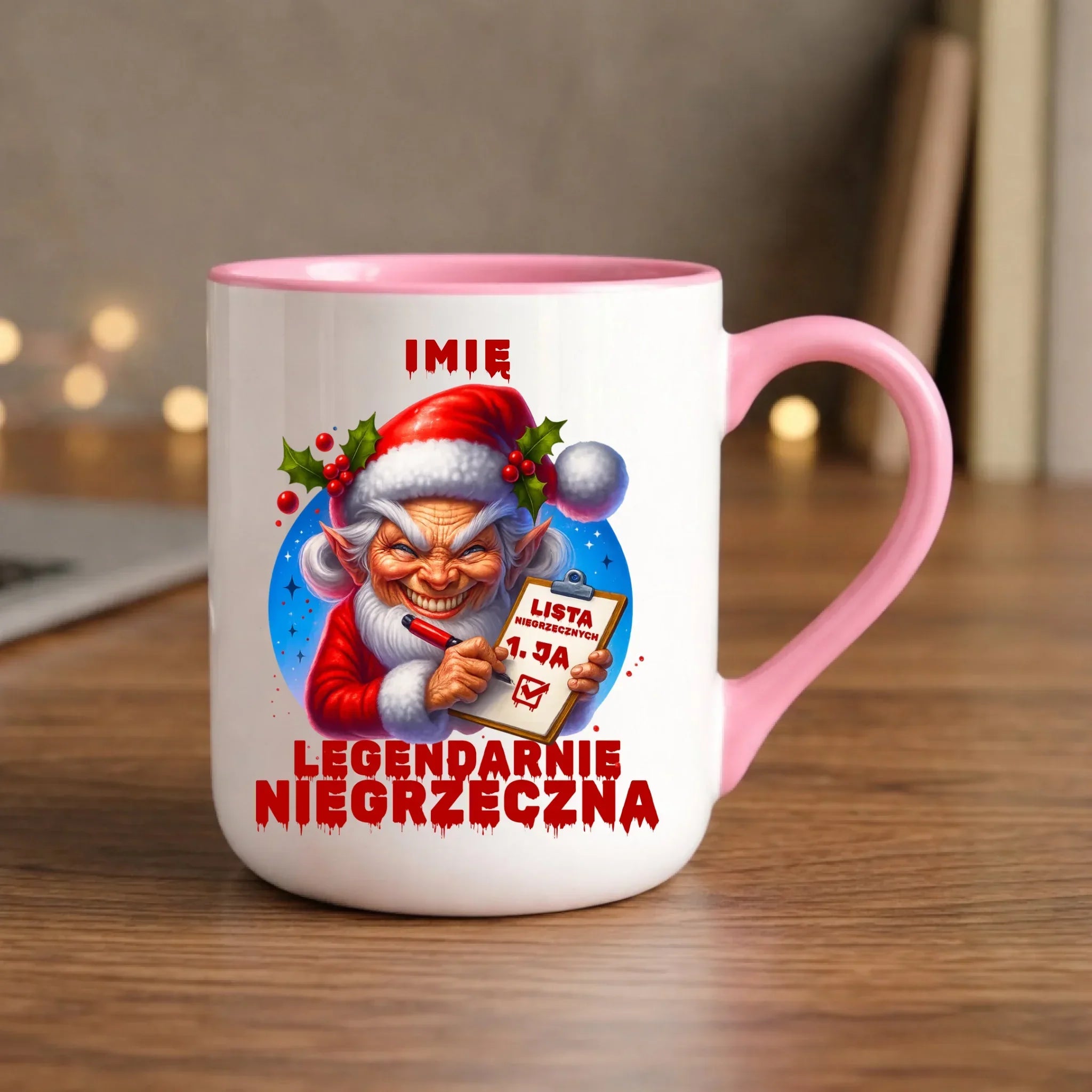 Kubek elegant świąteczny - Legendarnie niegrzeczna - personalizowany BN122 - StoryCups.pl