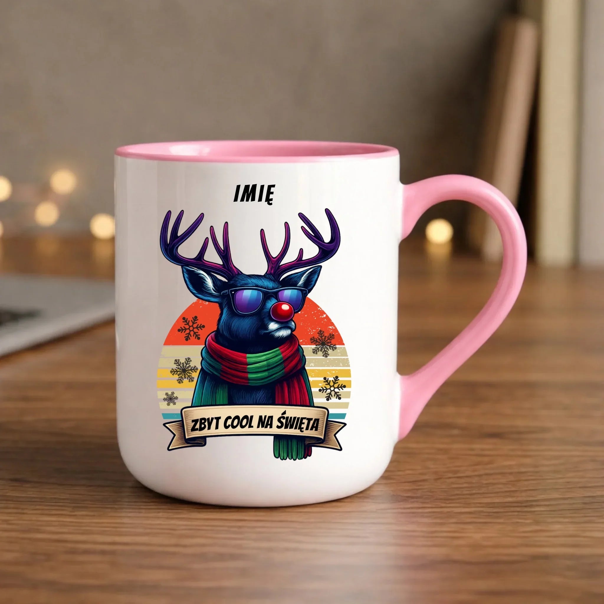 Kubek elegant świąteczny z reniferem - Zbyt cool na święta - personalizowany BN128 - StoryCups.pl