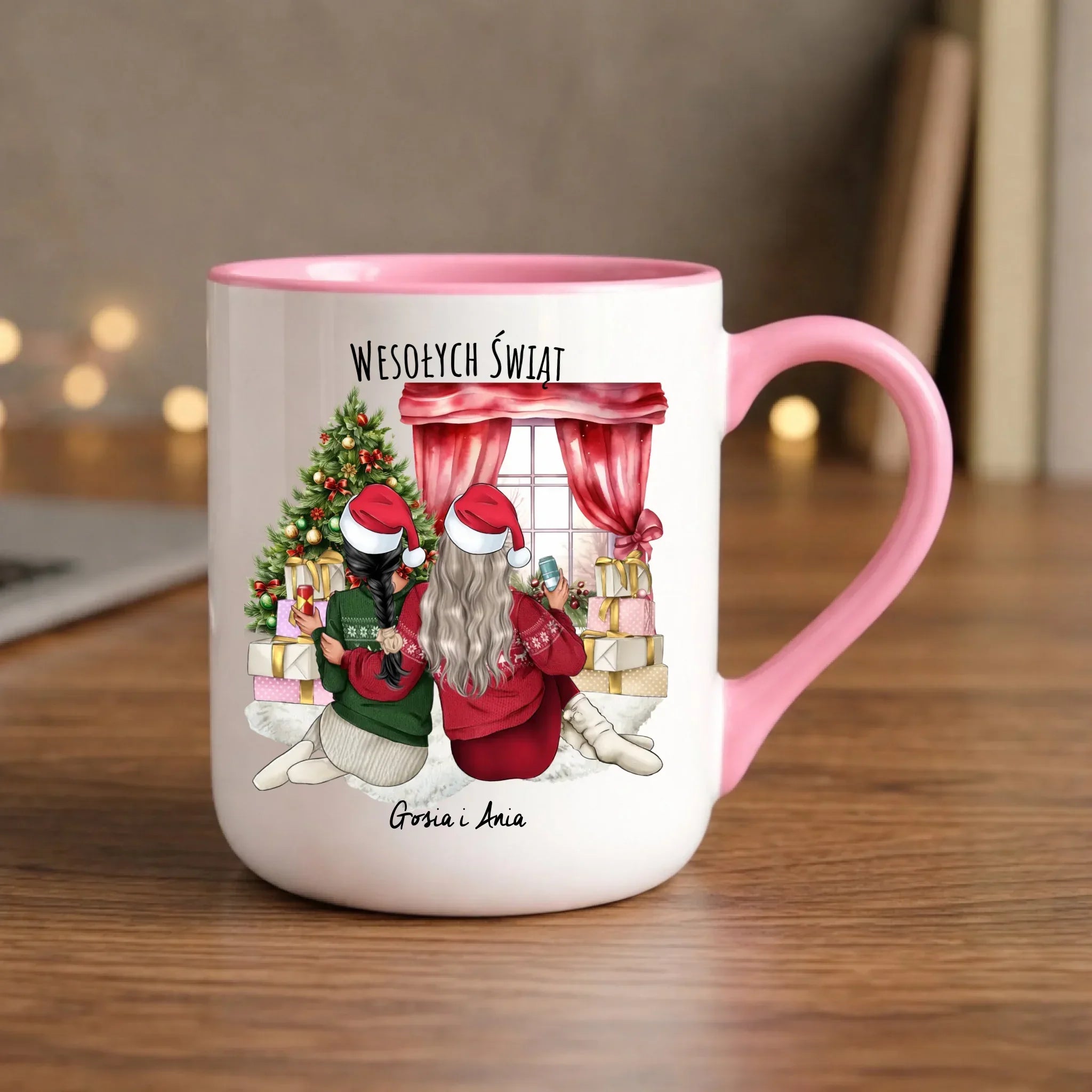 Kubek elegant świąteczny - prezent dla przyjaciółki - 2-4 przyjaciółek - personalizowany PR06 - StoryCups.pl
