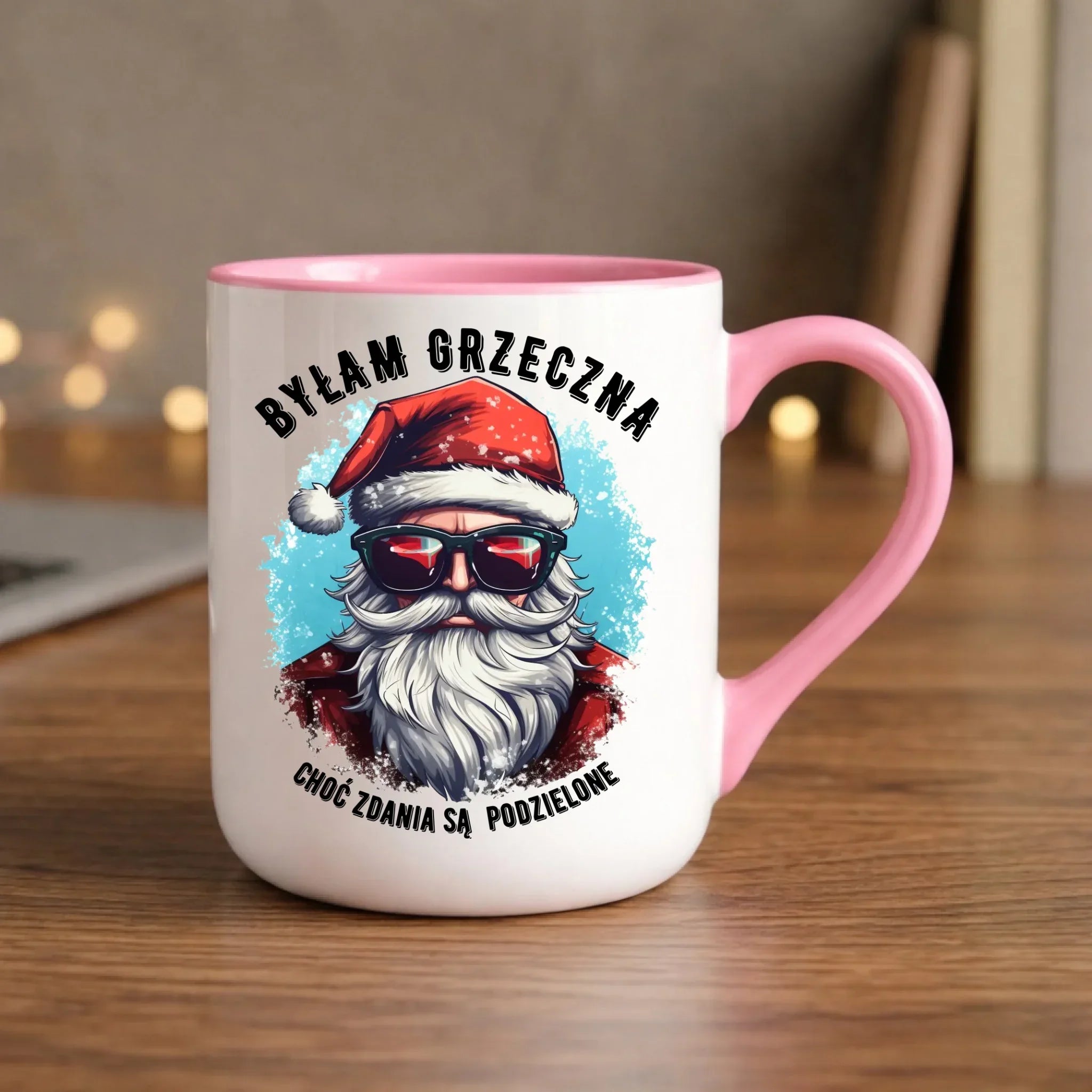 Kubek elegant świąteczny z Mikołajem - Byłam grzeczna, choć zdania są podzielone BN138 - StoryCups.pl