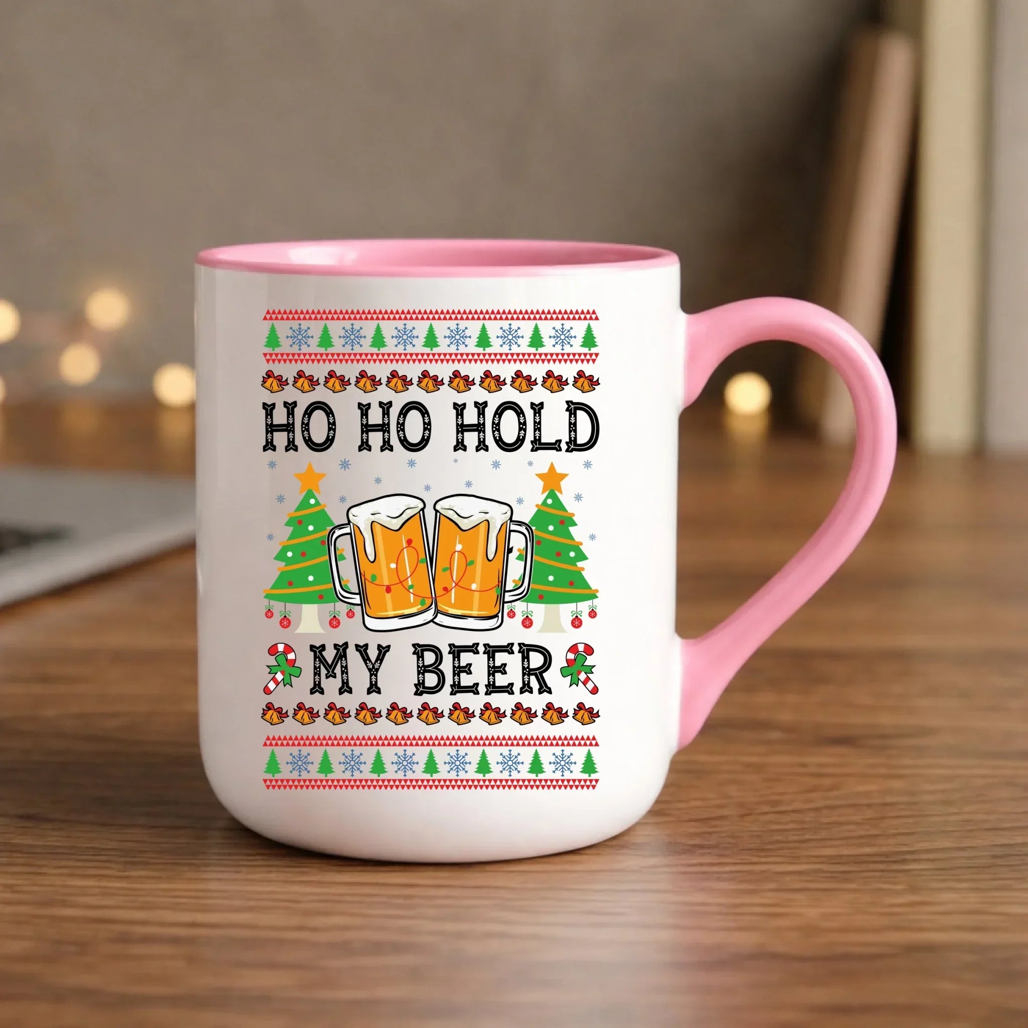Kubek elegant świąteczny - Ho ho hold my beer BN131 - StoryCups.pl
