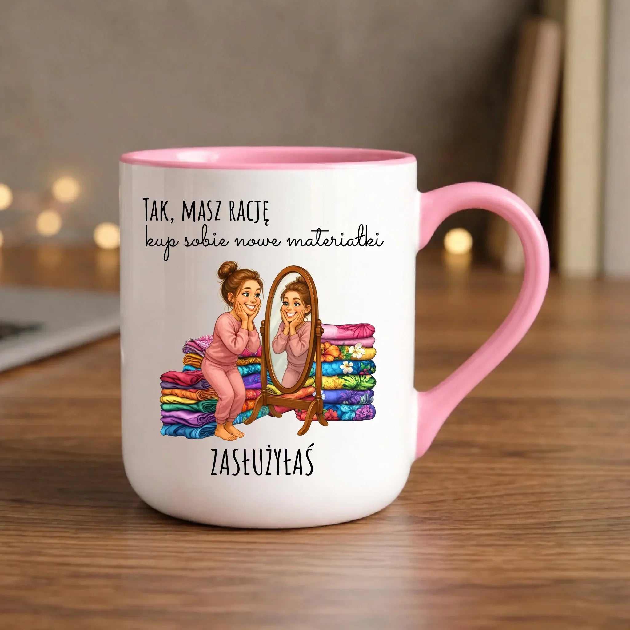 Kubek elegant szyciowy dla krawcowej - Kup sobie materiałki HS22 - StoryCups.pl