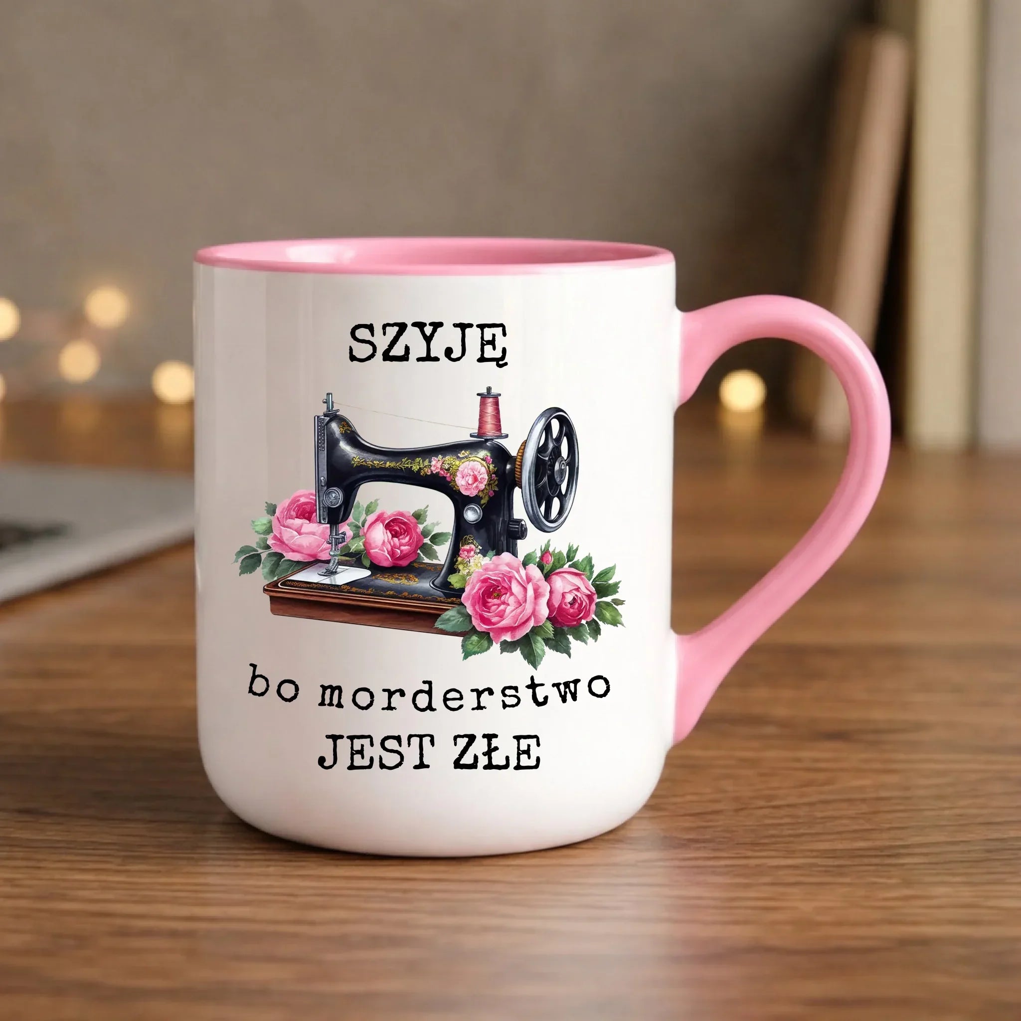 Kubek elegant szyciowy dla krawcowej - Szyję, bo morderstwo jest złe HS14 - StoryCups.pl