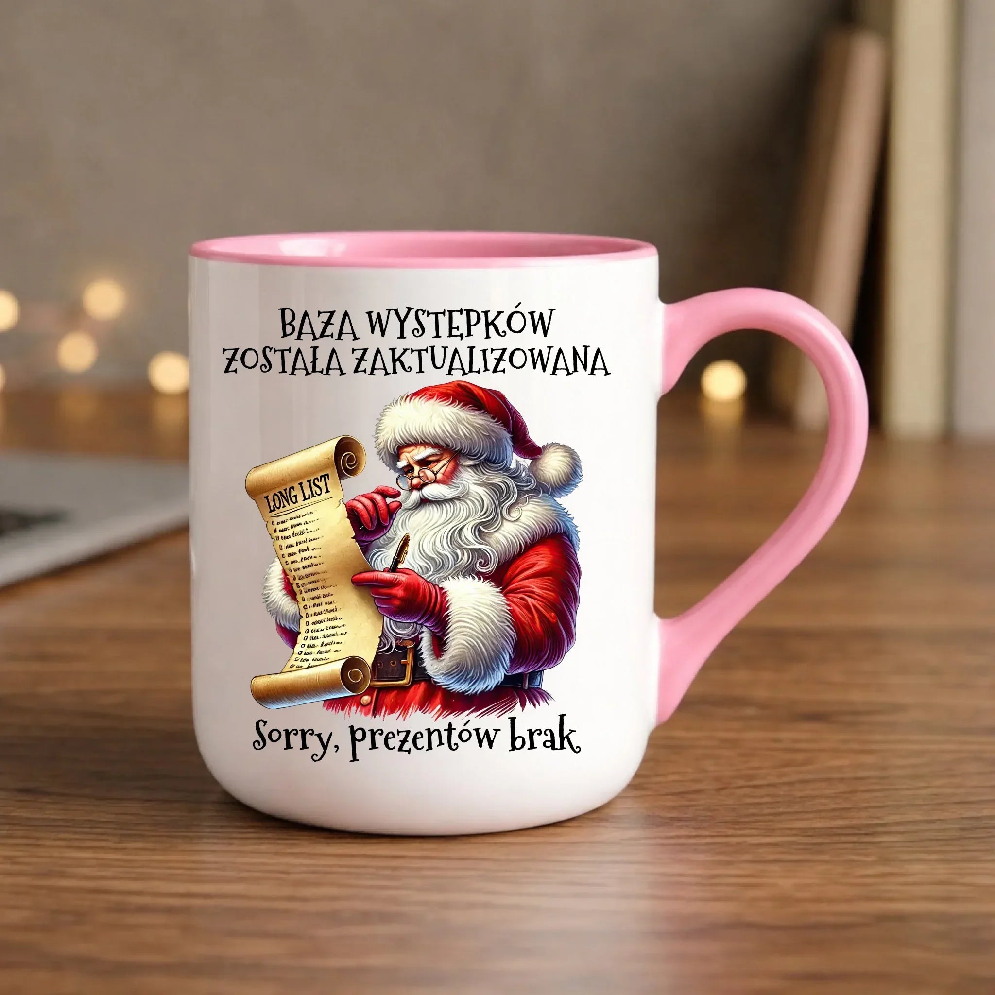 Kubek elegant świąteczny z Mikołajem - Prezentów brak BN07 - StoryCups.pl
