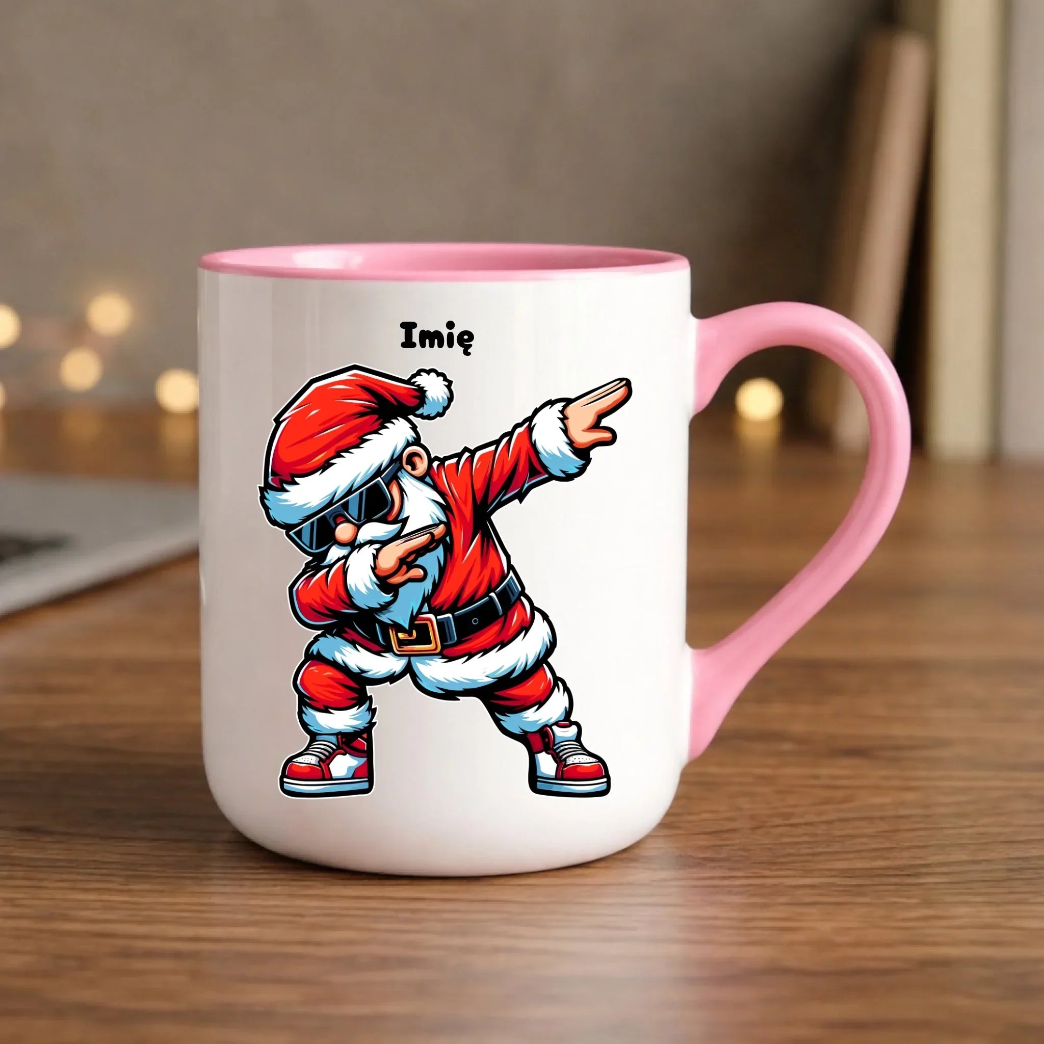 Kubek elegant świąteczny z Mikołajem - na Mikołajki - personalizowany BN136 - StoryCups.pl