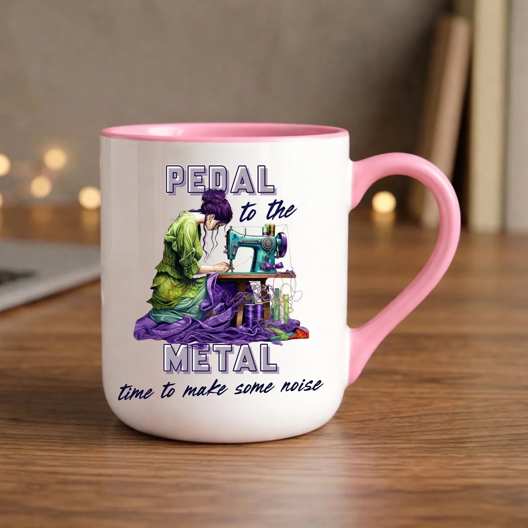 Kubek elegant szyciowy - prezent dla krawcowej - PEDAL METAL HS01 - StoryCups.pl