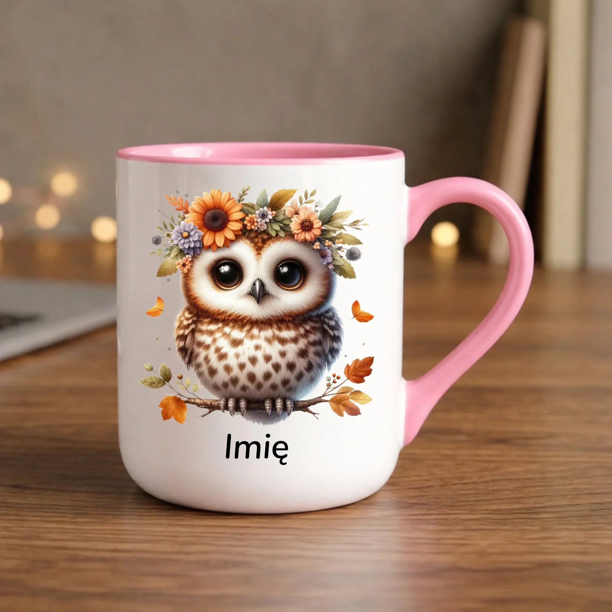Kubek elegant jesienny - Sowa w kwiatach JS32 - StoryCups.pl