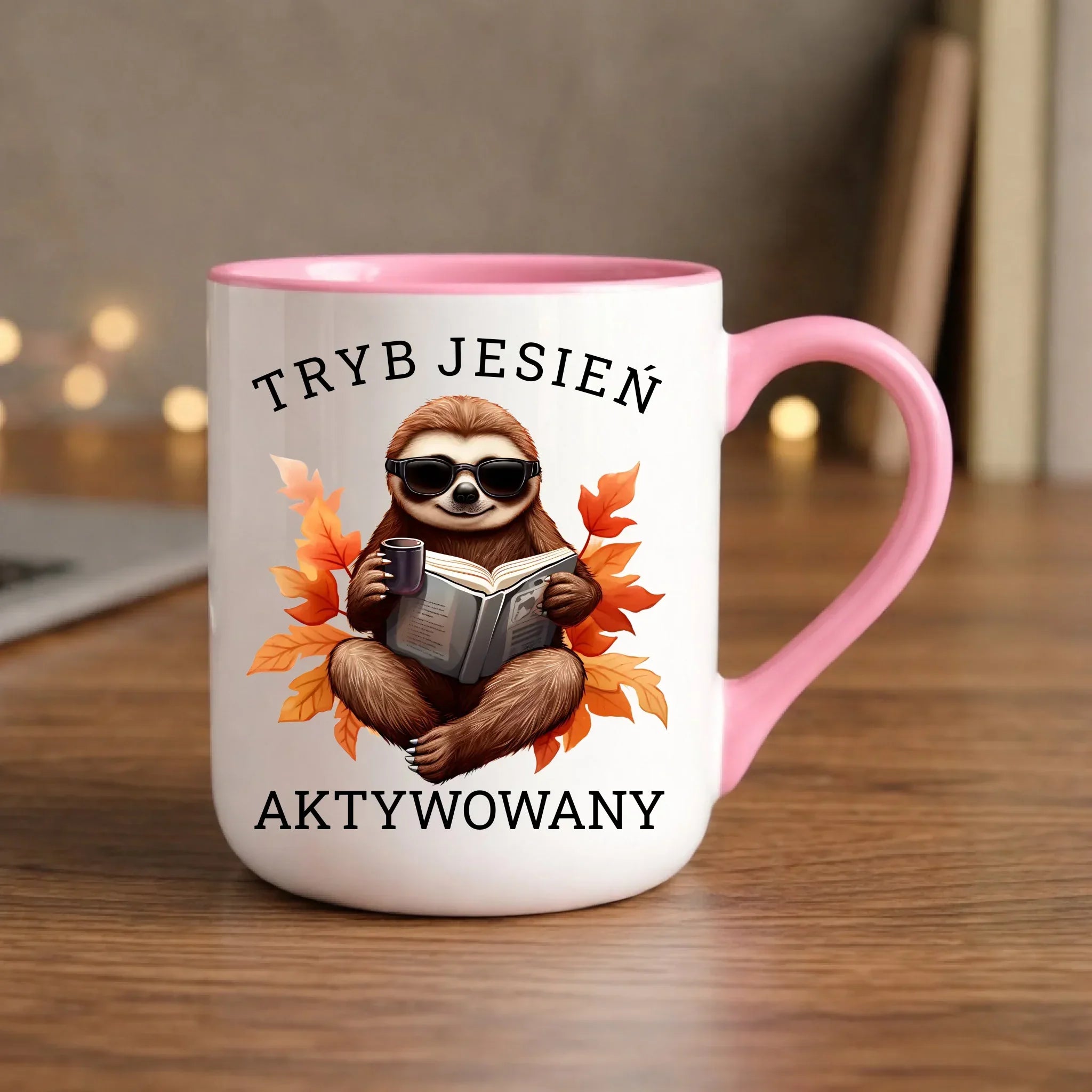 Kubek elegant jesienny - Leniwiec - Tryb jesień aktywowany JS23 - StoryCups.pl