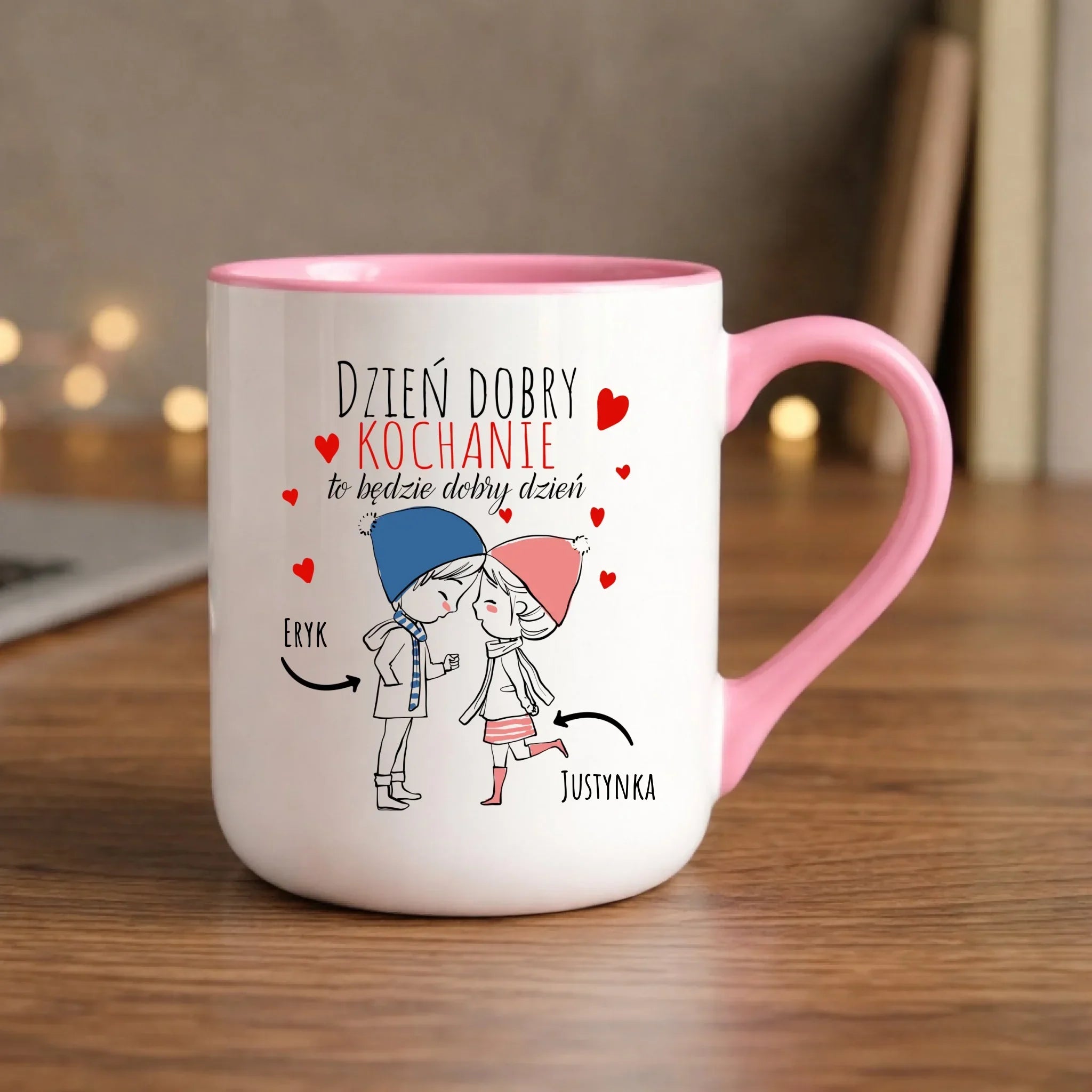 Kubek elegant dla par - Dzień dobry Kochanie - personalizowany W10 - StoryCups.pl