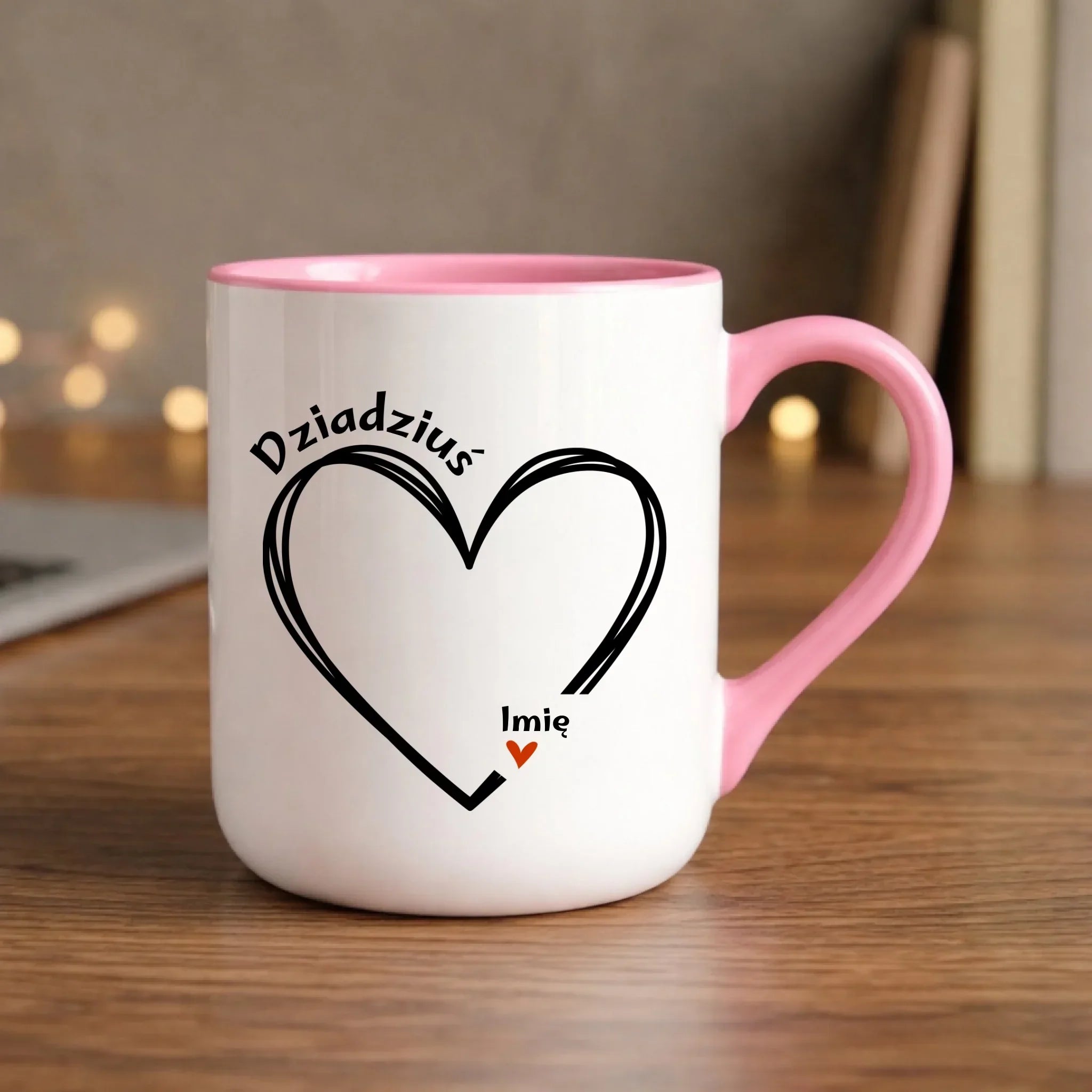 Kubek elegant dla dziadka - Serce z imionami wnuków 1-7 - personalizowany D26 - StoryCups.pl