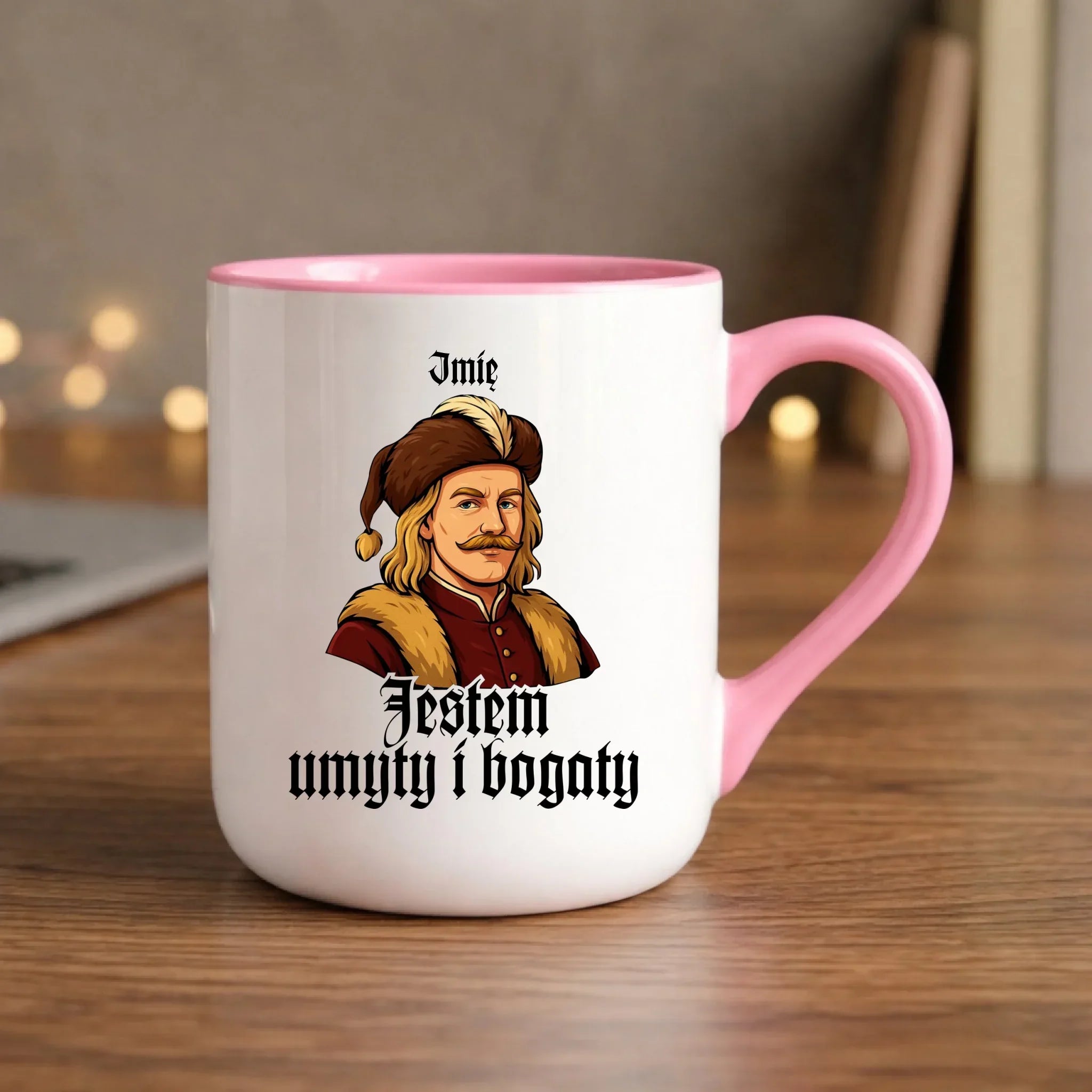 Kubek elegant - Jestem umyty i bogaty - dla fanów serialu 1670 - personalizowany H60 - StoryCups.pl