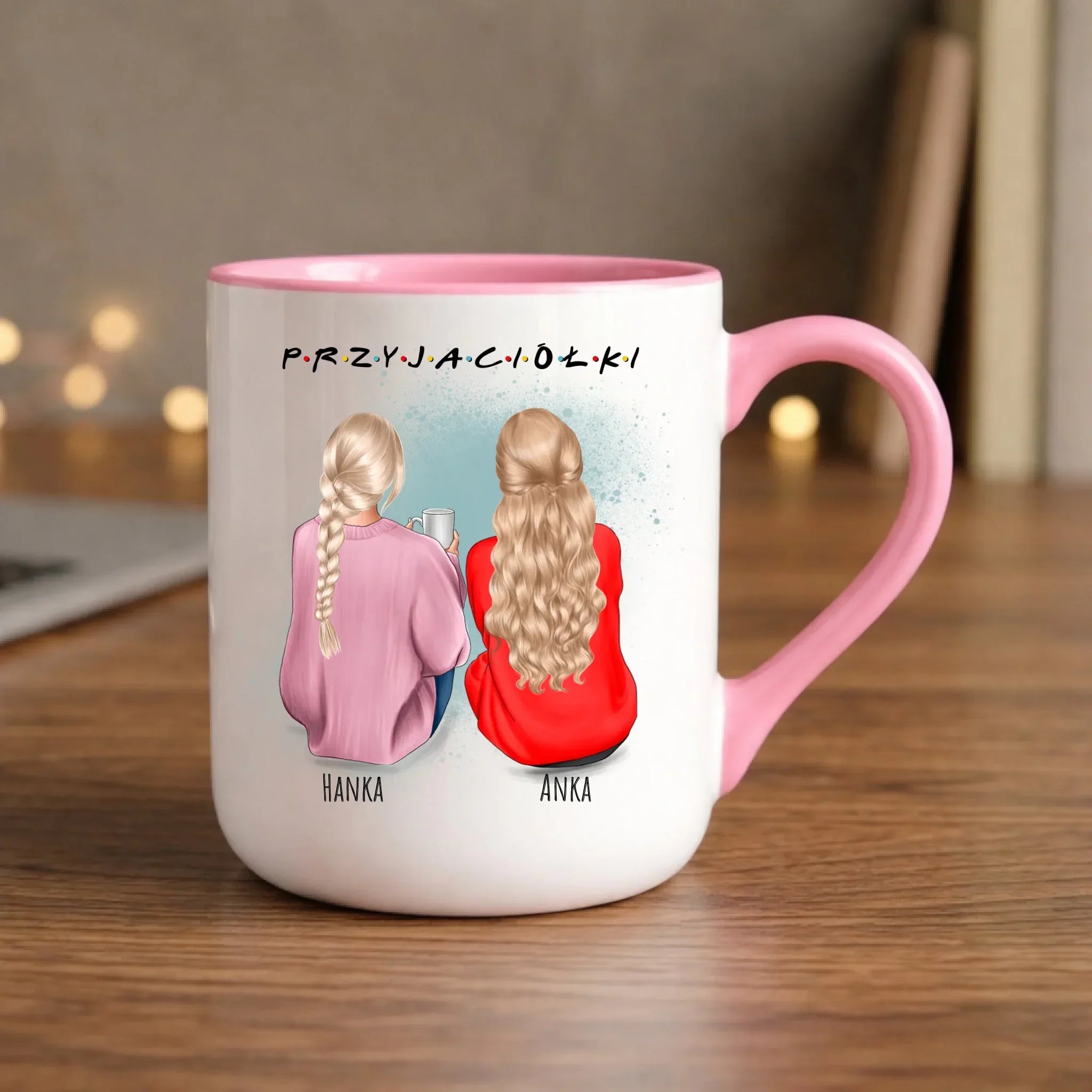 Kubek elegant - prezent dla przyjaciółki - personalizowane postacie 2-4 osoby PR02 - StoryCups.pl