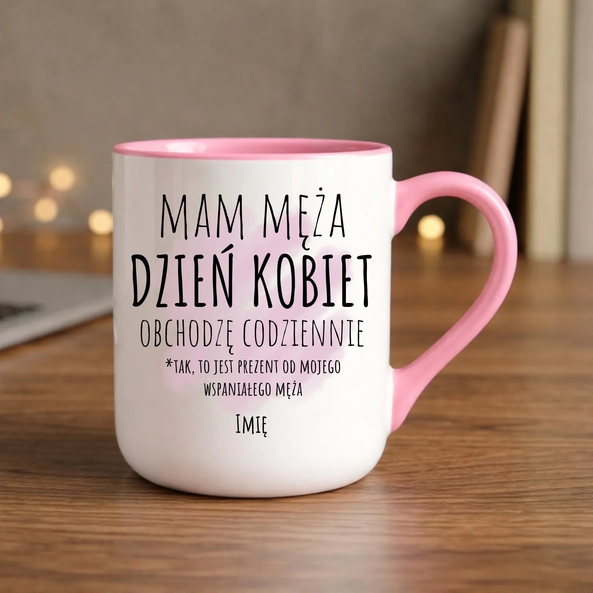 Kubek elegant - prezent dla żony - Mam męża Dzień Kobiet obchodzę codziennie - personalizowany Ż01 - StoryCups.pl