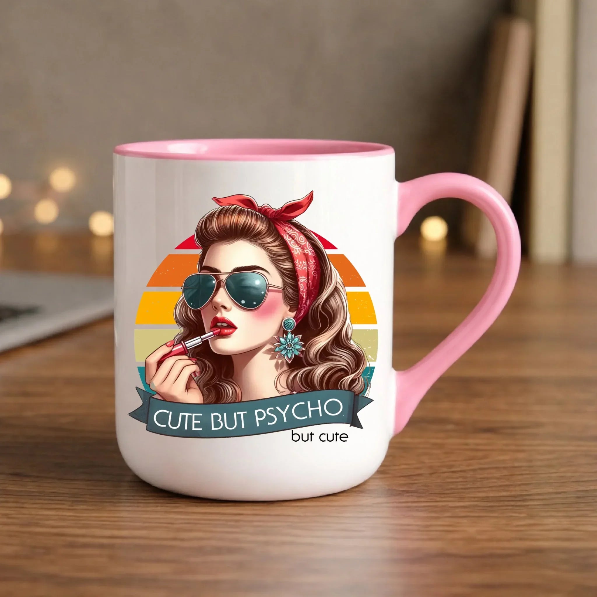 Kubek elegant – Cute but psycho - w stylu retro DZ09 - StoryCups.pl