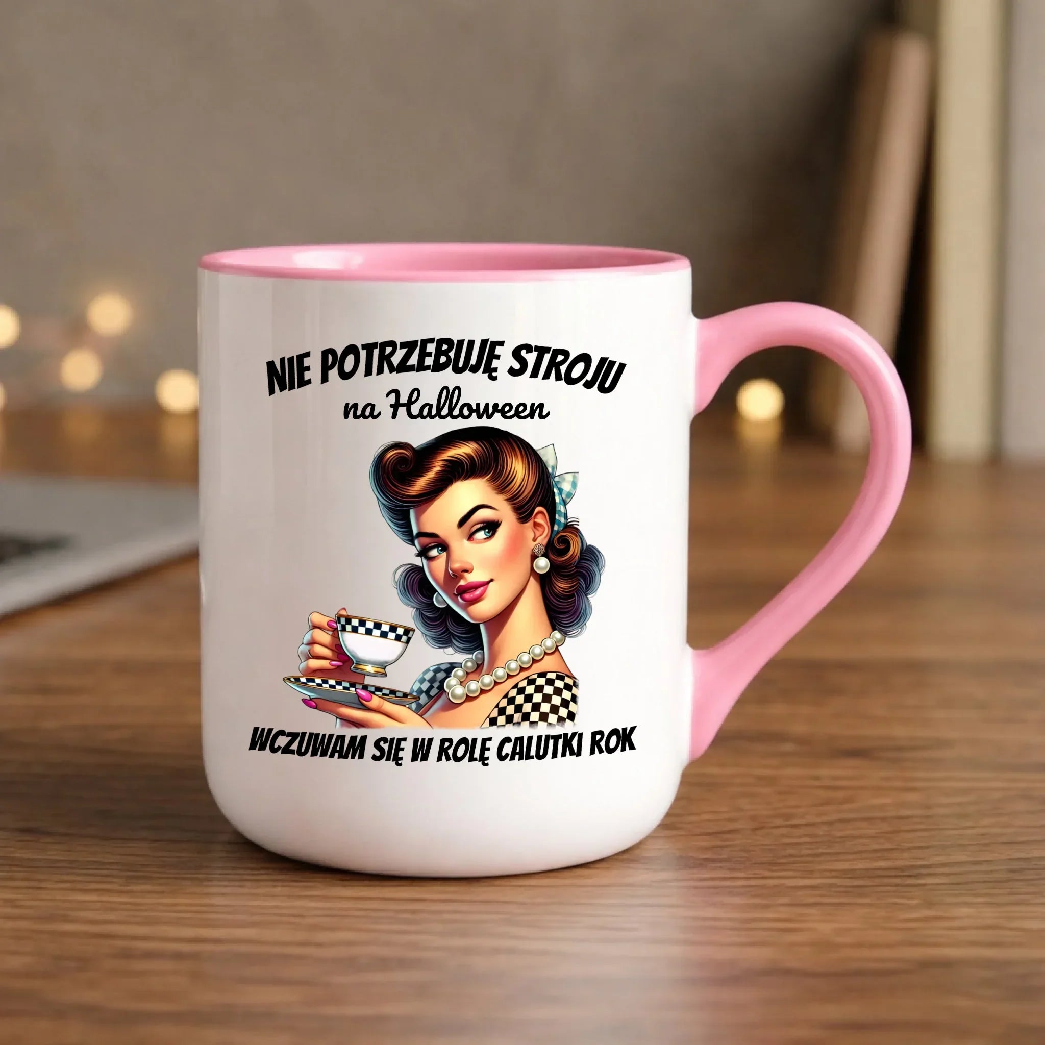 Kubek elegant retro pin-up girl – Nie potrzebuję stroju na Halloween HL29 - StoryCups.pl