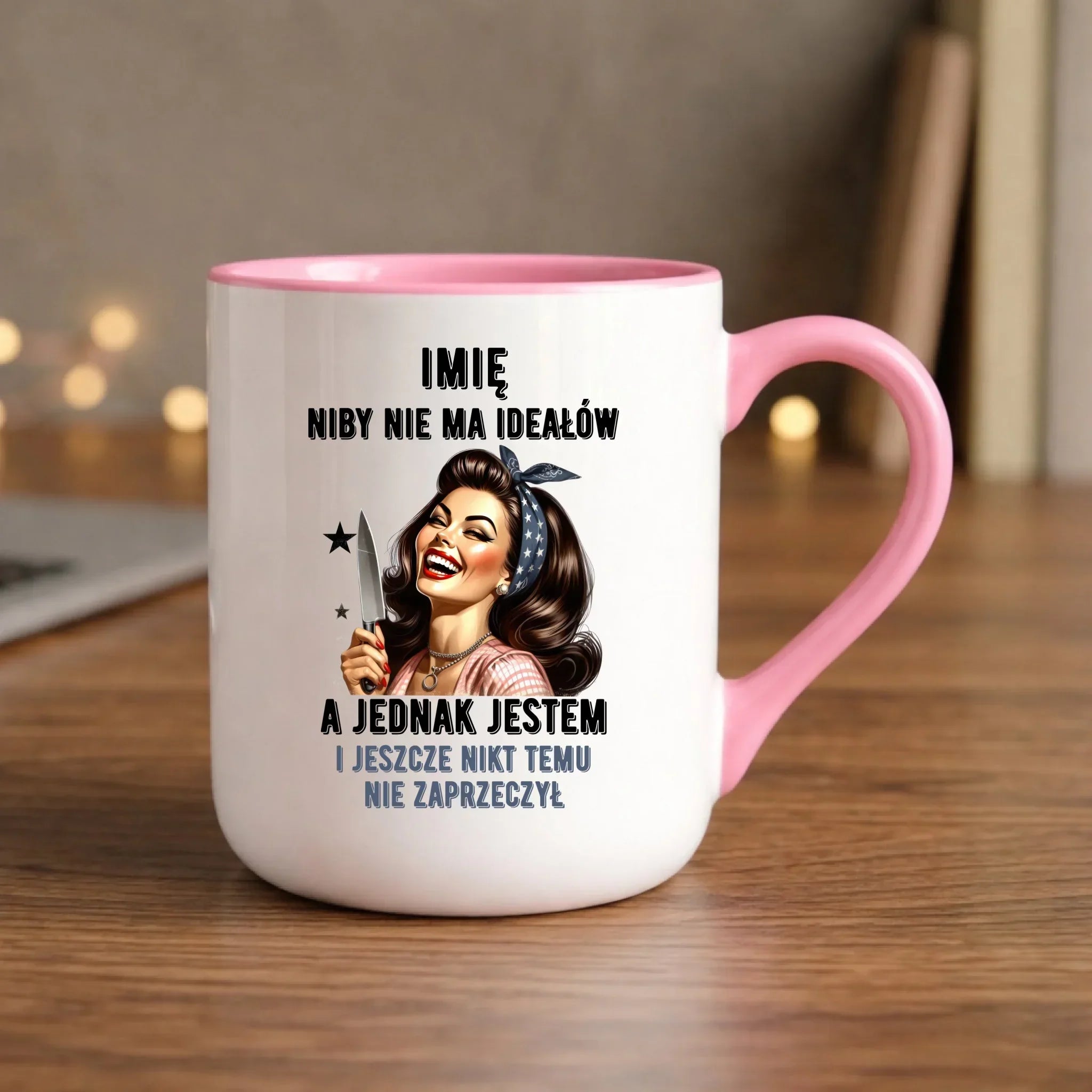 Kubek elegant dla niej - Niby nie ma ideałów - personalizowany DZ01 - StoryCups.pl