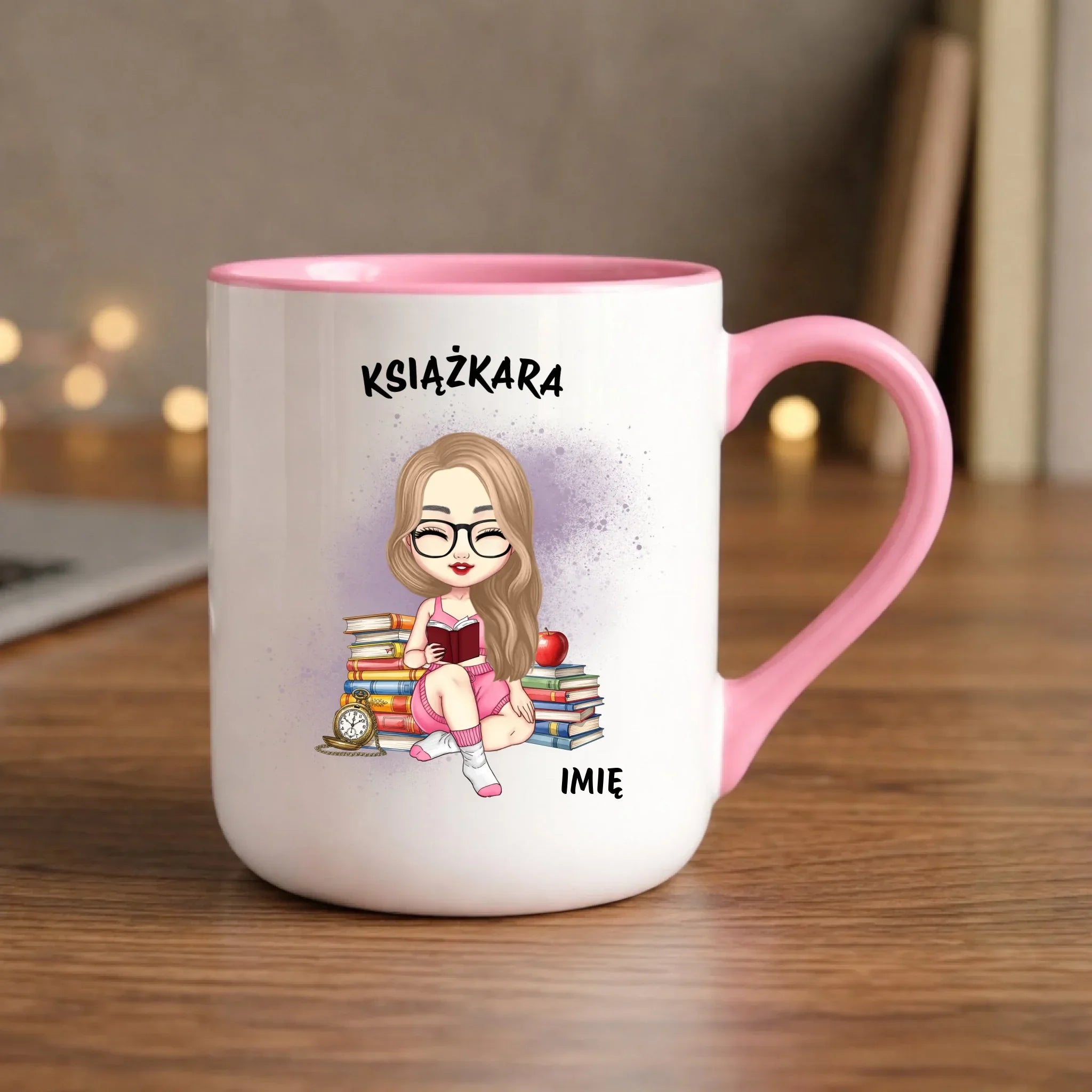 Kubek elegant - Książkara - Prezent dla miłośniczki czytania książek - personalizowany DZ04 - StoryCups.pl