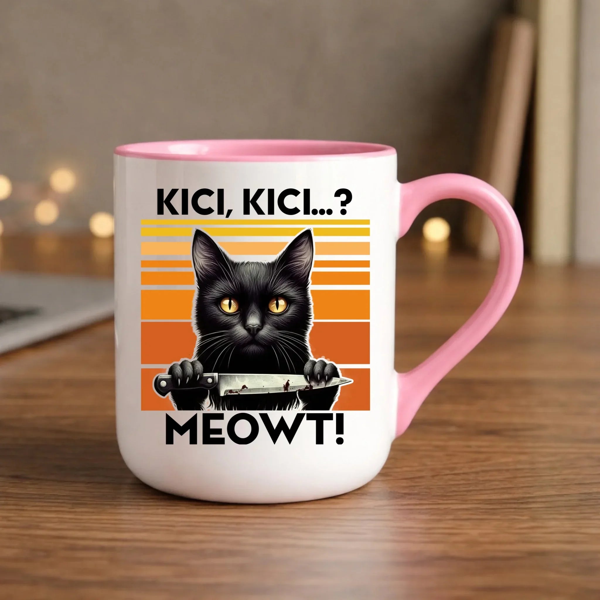 Kubek elegant - Kot z nożem - Kici, kici... MEOWT! HL17 - StoryCups.pl