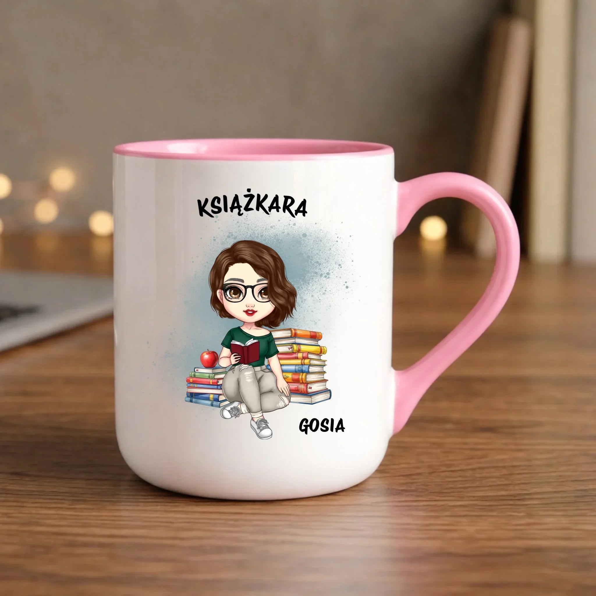 Kubek elegant - Książkara - Prezent dla miłośniczki czytania książek - personalizowany DZ03 - StoryCups.pl