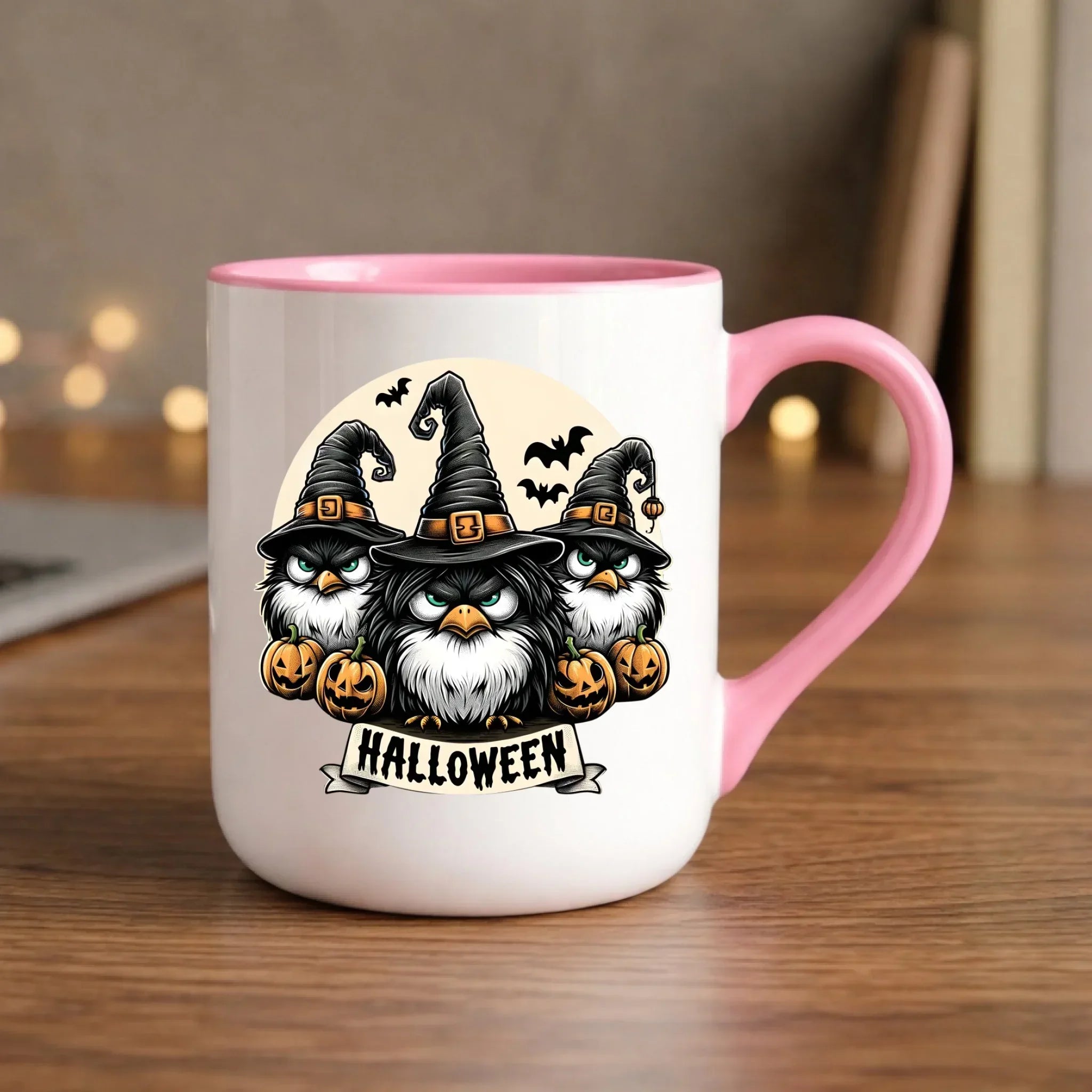Kubek elegant na Halloween - Upiorne sowy wiedźmy HL15 - StoryCups.pl