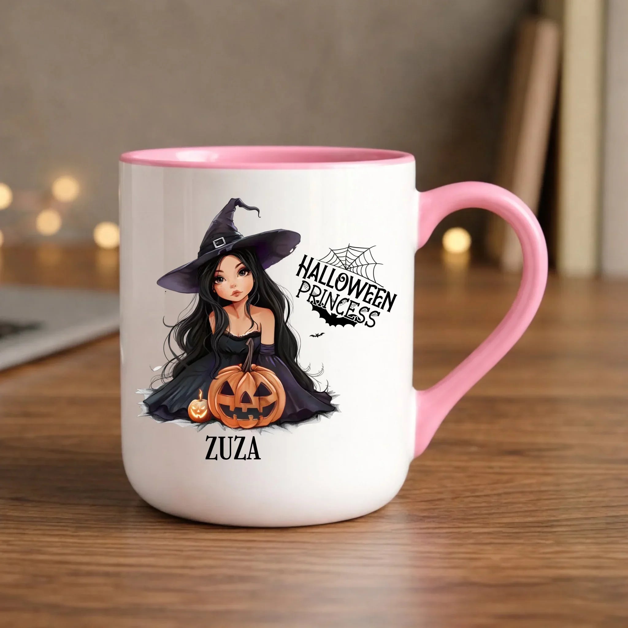 Kubek elegant halloweenowy - Czarownica z dynią - personalizowany HL10 - StoryCups.pl