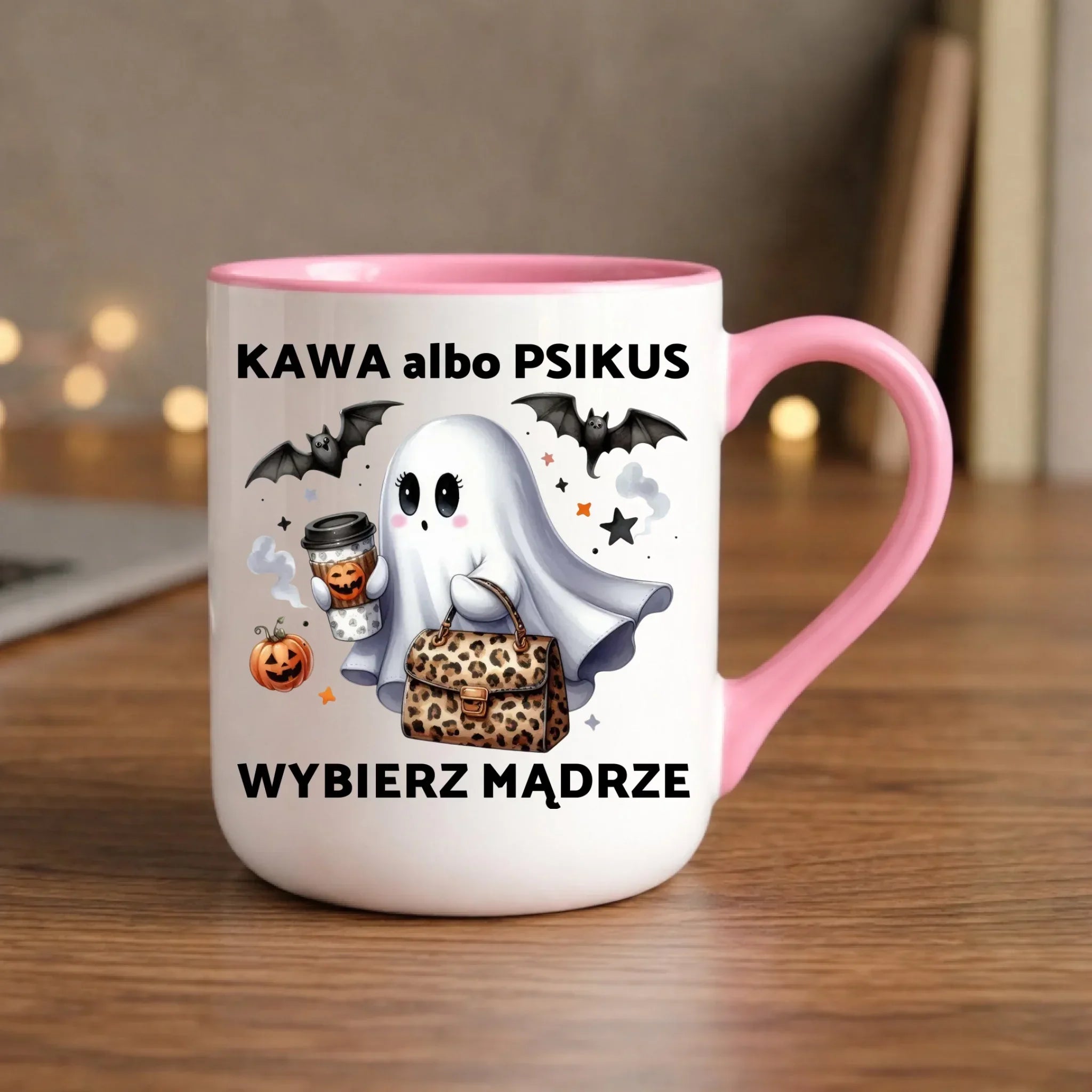 Kubek elegant halloweenowy - Duch - Kawa albo psikus HL07 - StoryCups.pl