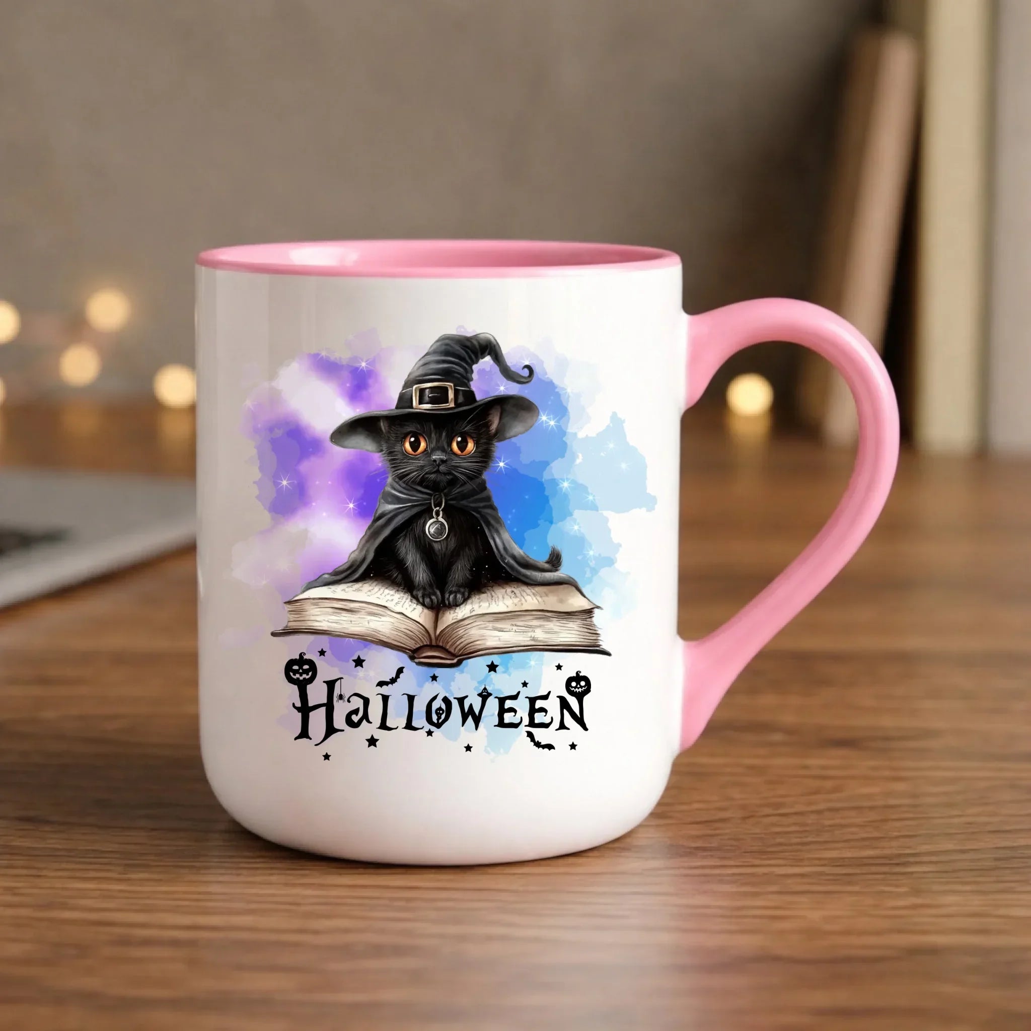Kubek elegant na Halloween - Kot Czarodziej HL06 - StoryCups.pl