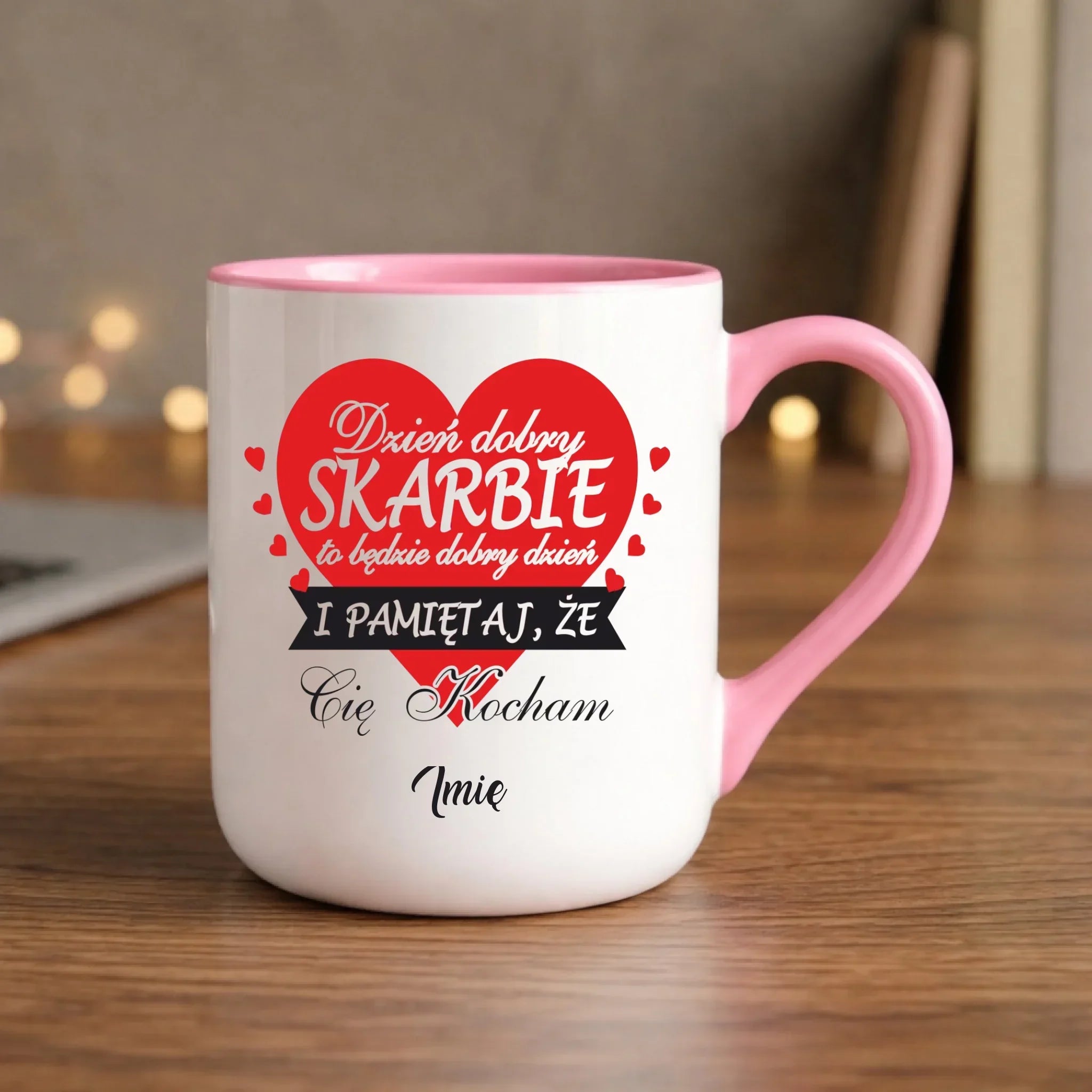 Kubek elegant dla par - Dzień dobry Skarbie - personalizowany W02 - StoryCups.pl