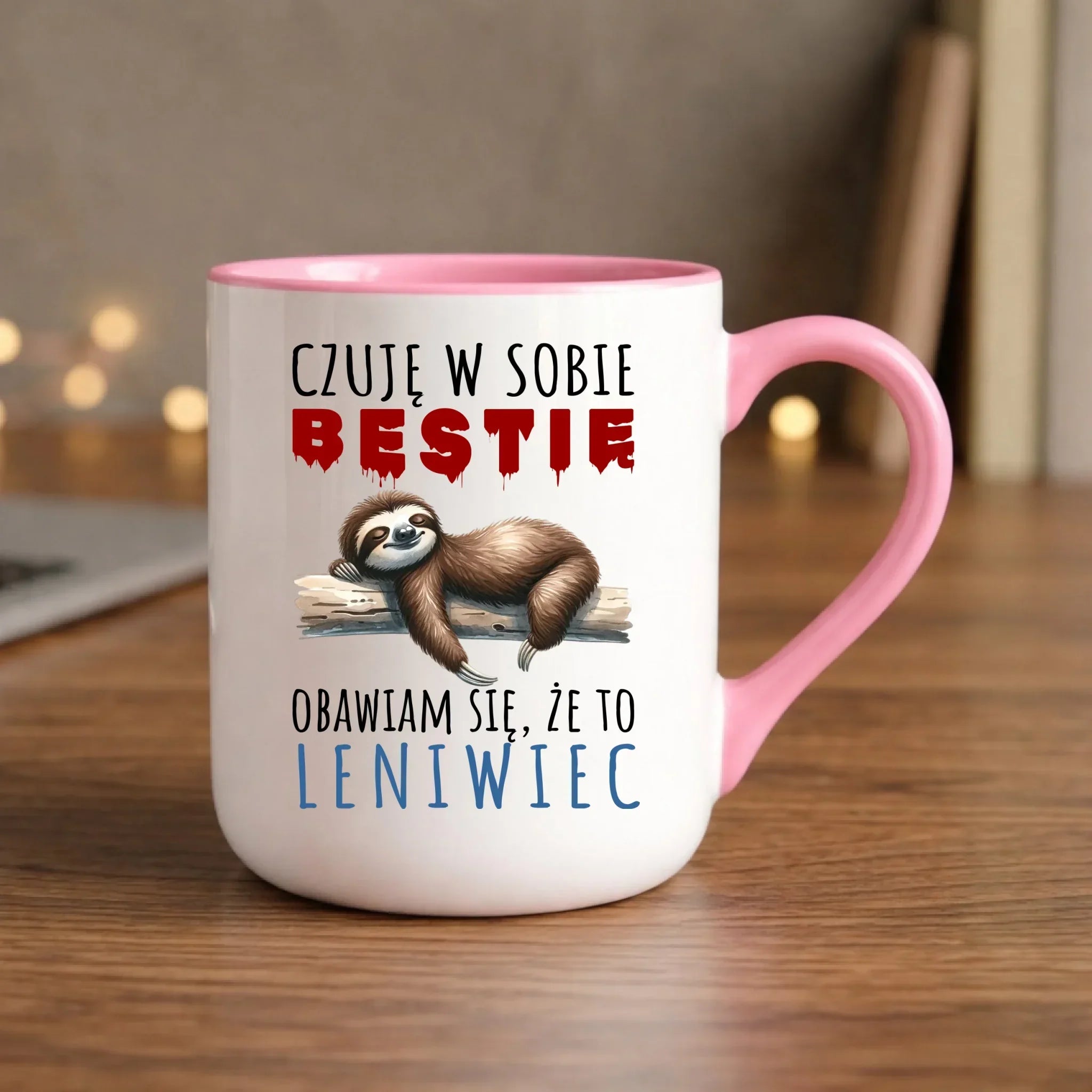 Kubek elegant – Czuję w sobie bestię, obawiam się że to leniwiec – prezent DCH26 - StoryCups.pl