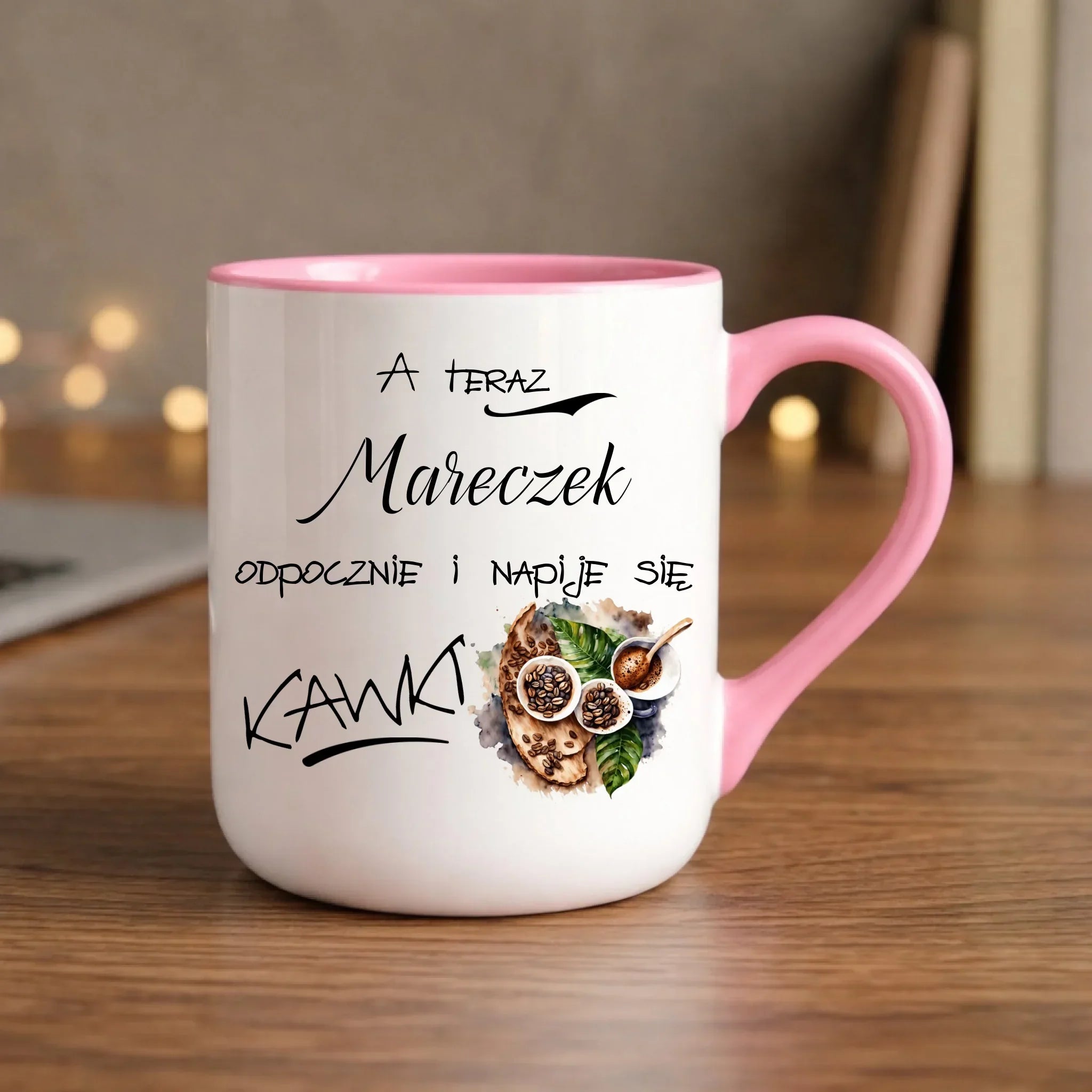 Kubek elegant - Odpocznie i napije się kawki prezent dla kawosza - personalizowany DCH04 - StoryCups.pl