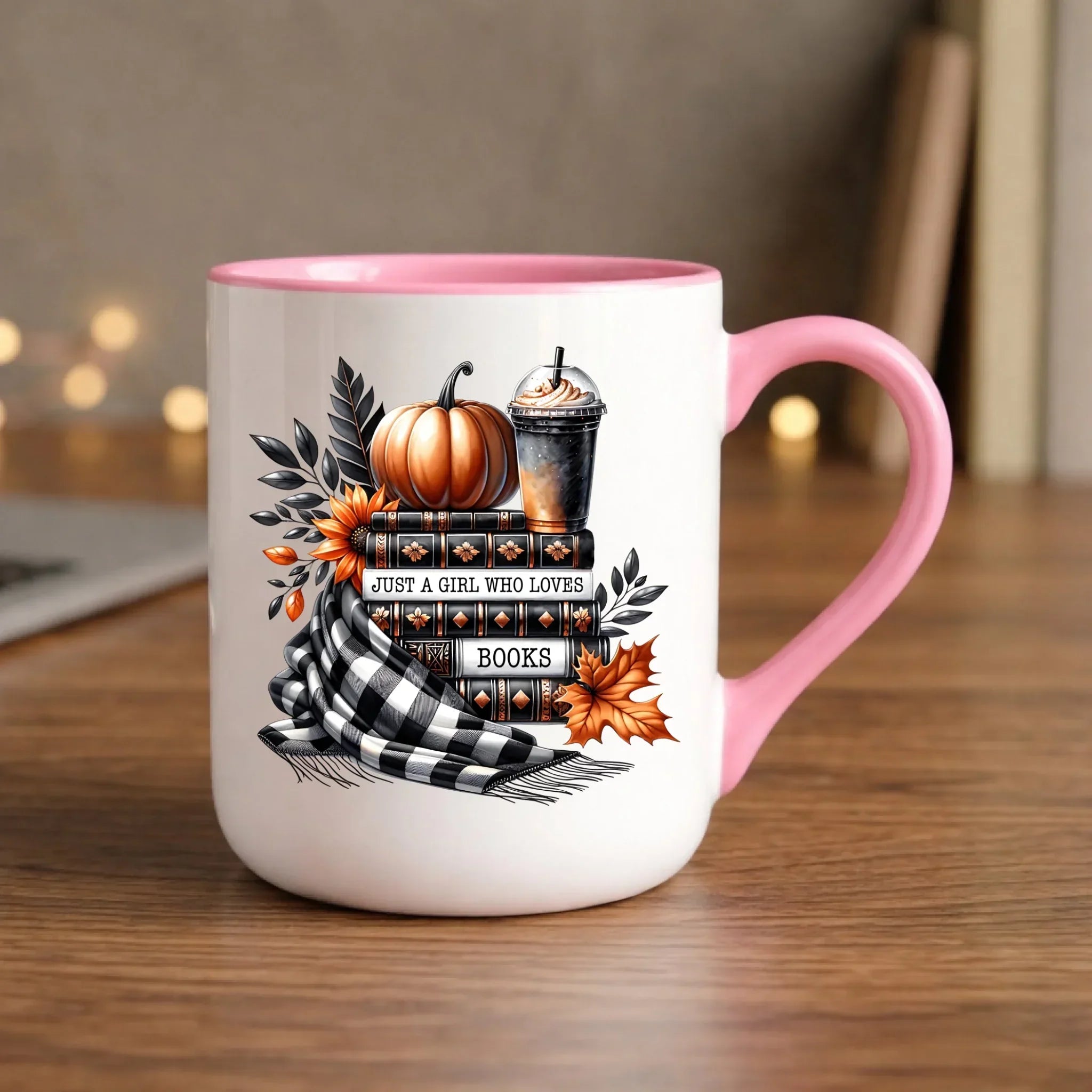 Kubek elegant jesieniara - Książkara - prezent dla miłośniczki czytania książek JS13 - StoryCups.pl