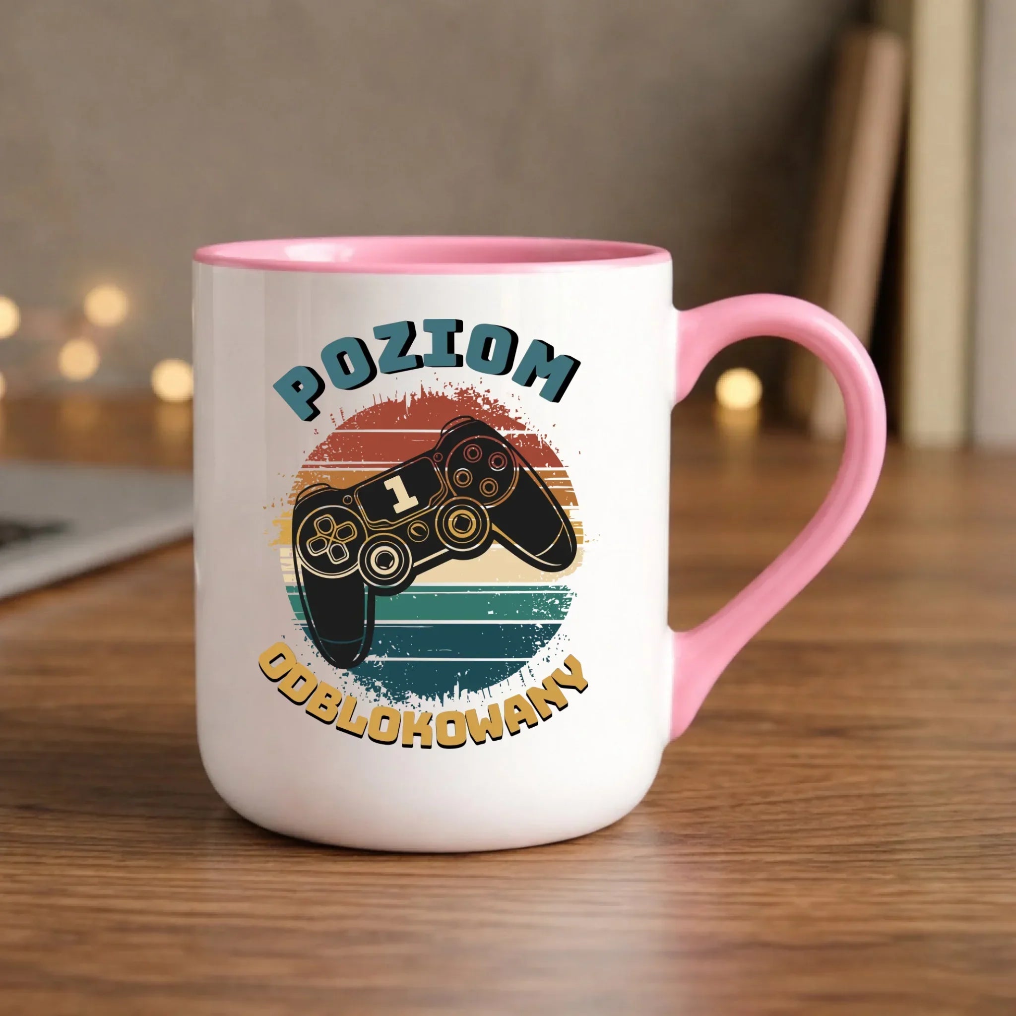 Kubek elegant - Poziom odblokowany - gamer do szkoły - personalizowany SZ01 - StoryCups.pl